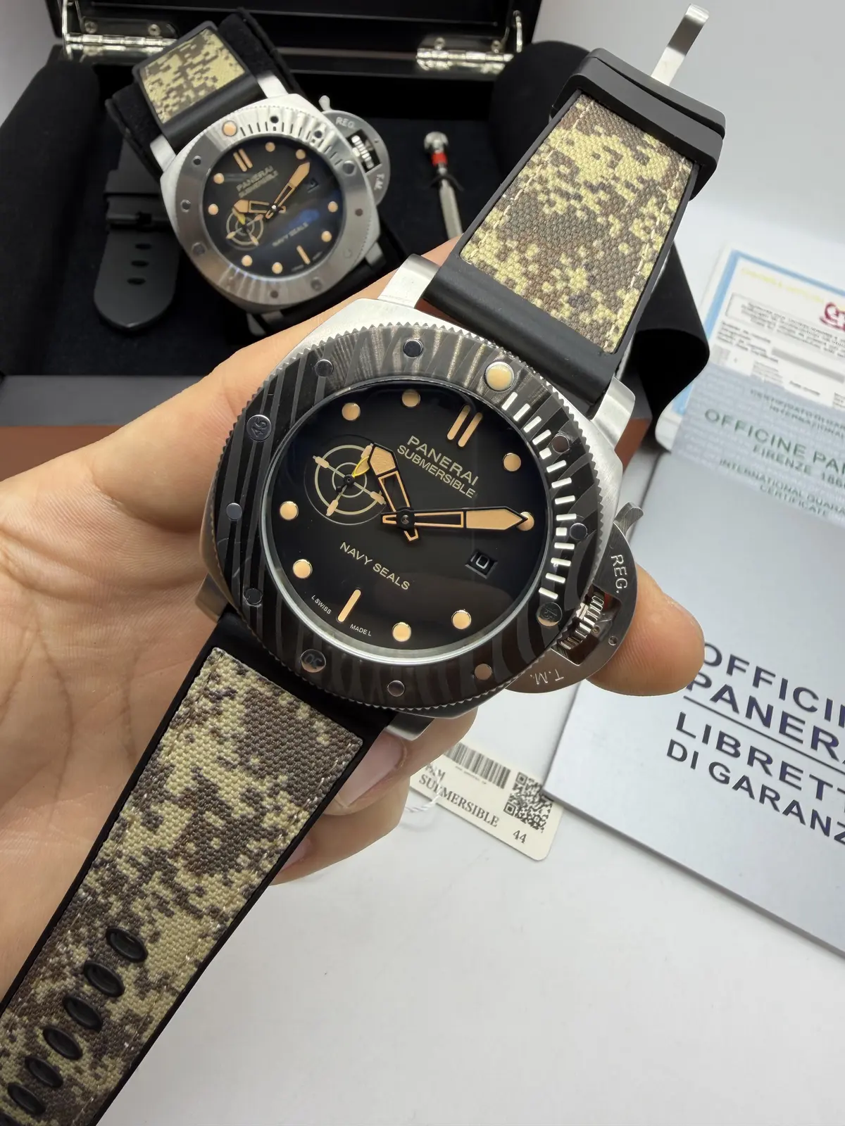 Panerai Submersible Prata Pulseira Camo