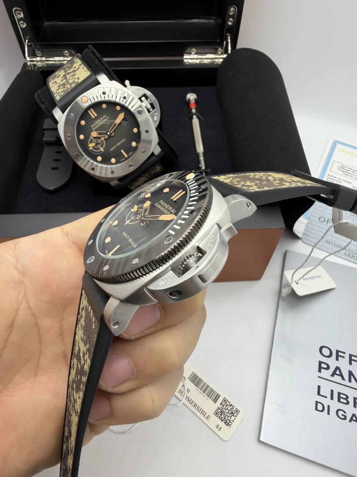 Panerai Submersible Prata Pulseira Camo