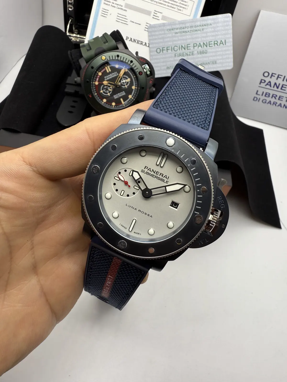 Panerai Submersible Preto Dial Branco