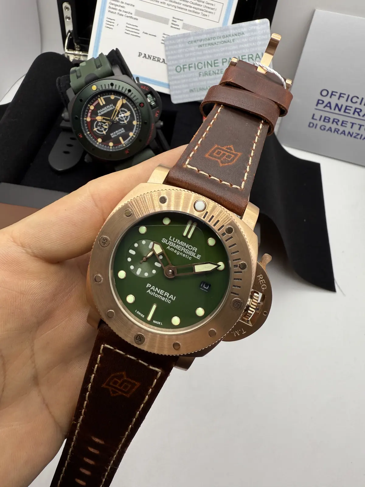 Panerai Submersible Rose Dial Verde