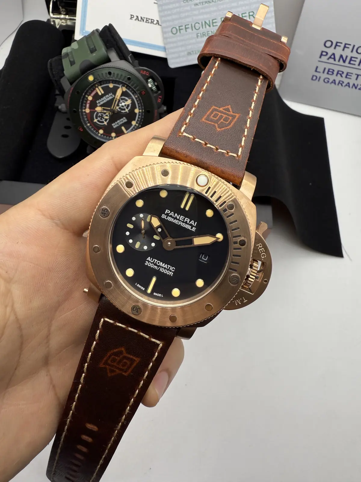 Panerai Submersible Rose Pulseira Couro