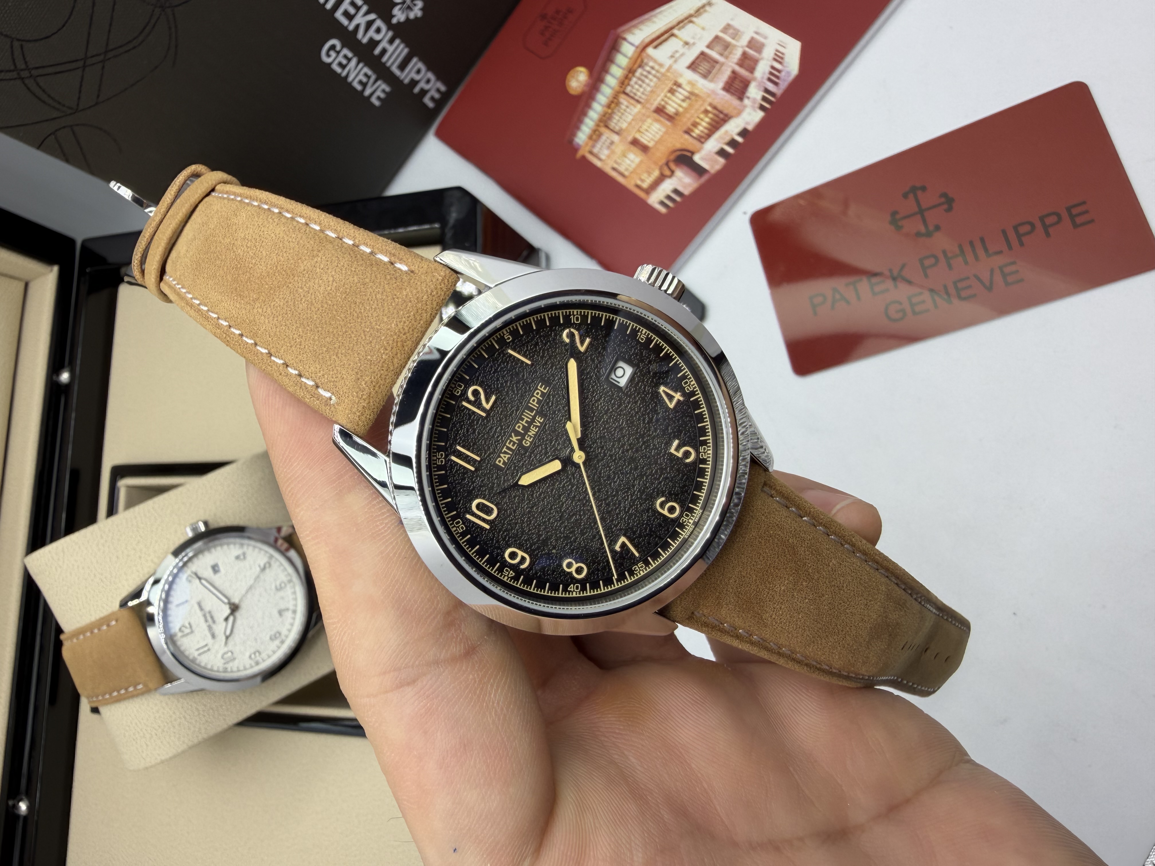 Patek Philippe Calatrava Dial Cinza Couro Nobuck