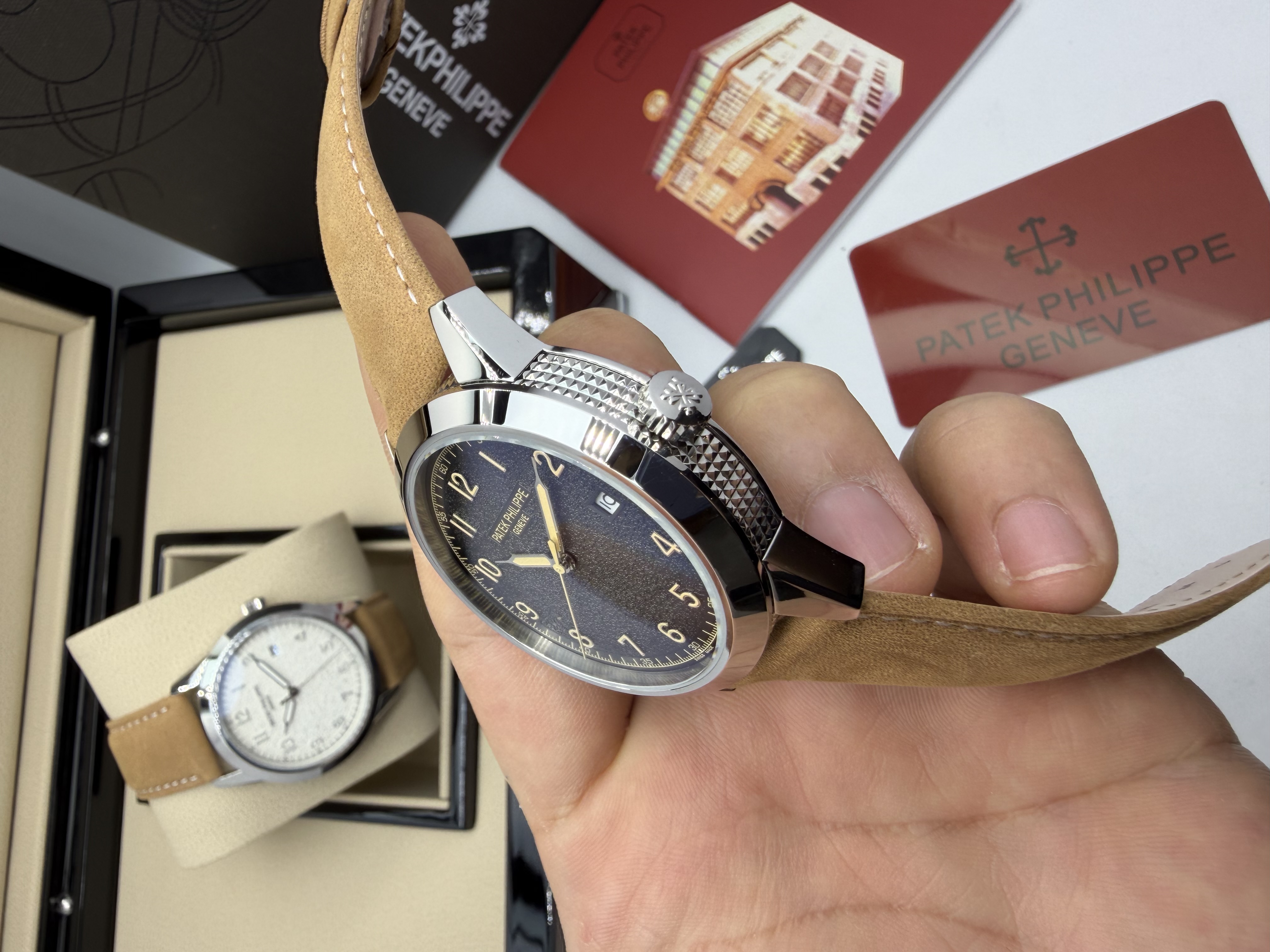 Patek Philippe Calatrava Dial Cinza Couro Nobuck