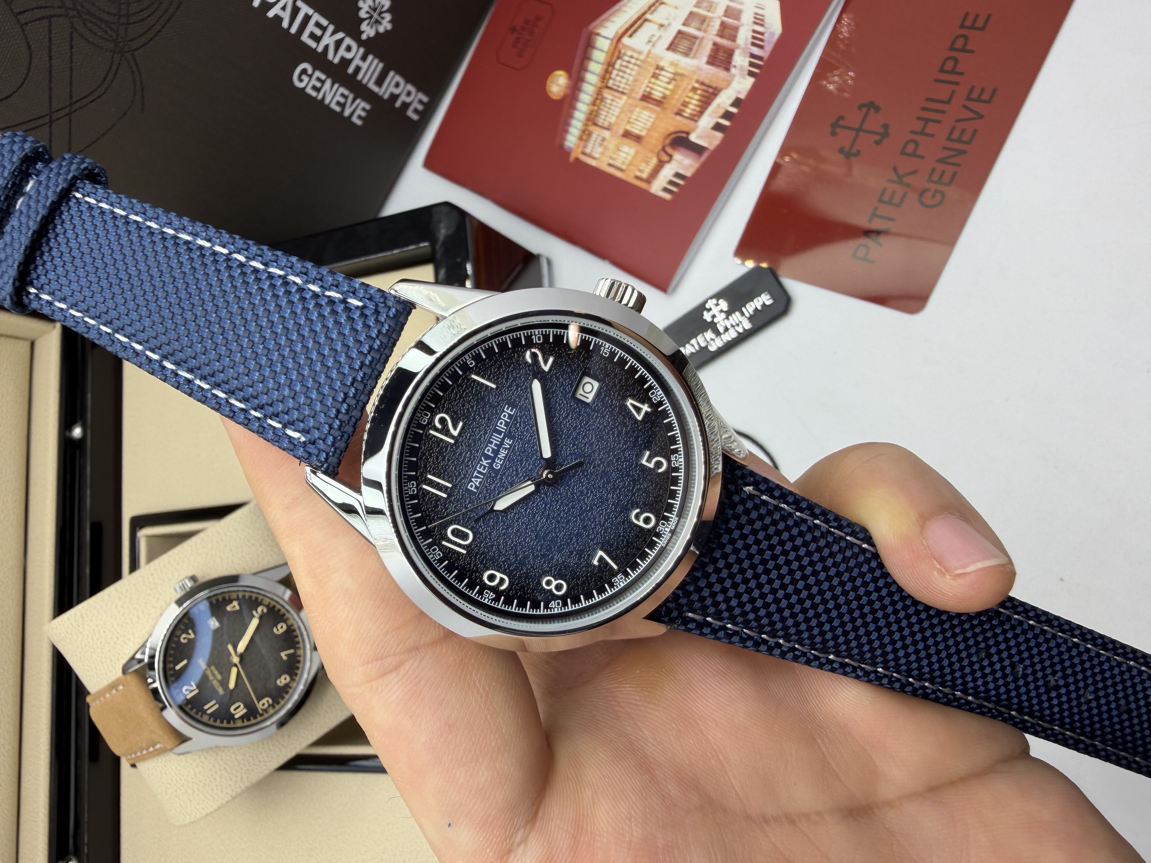 Patek Philippe Calatrava Dial Azul Couro Azul