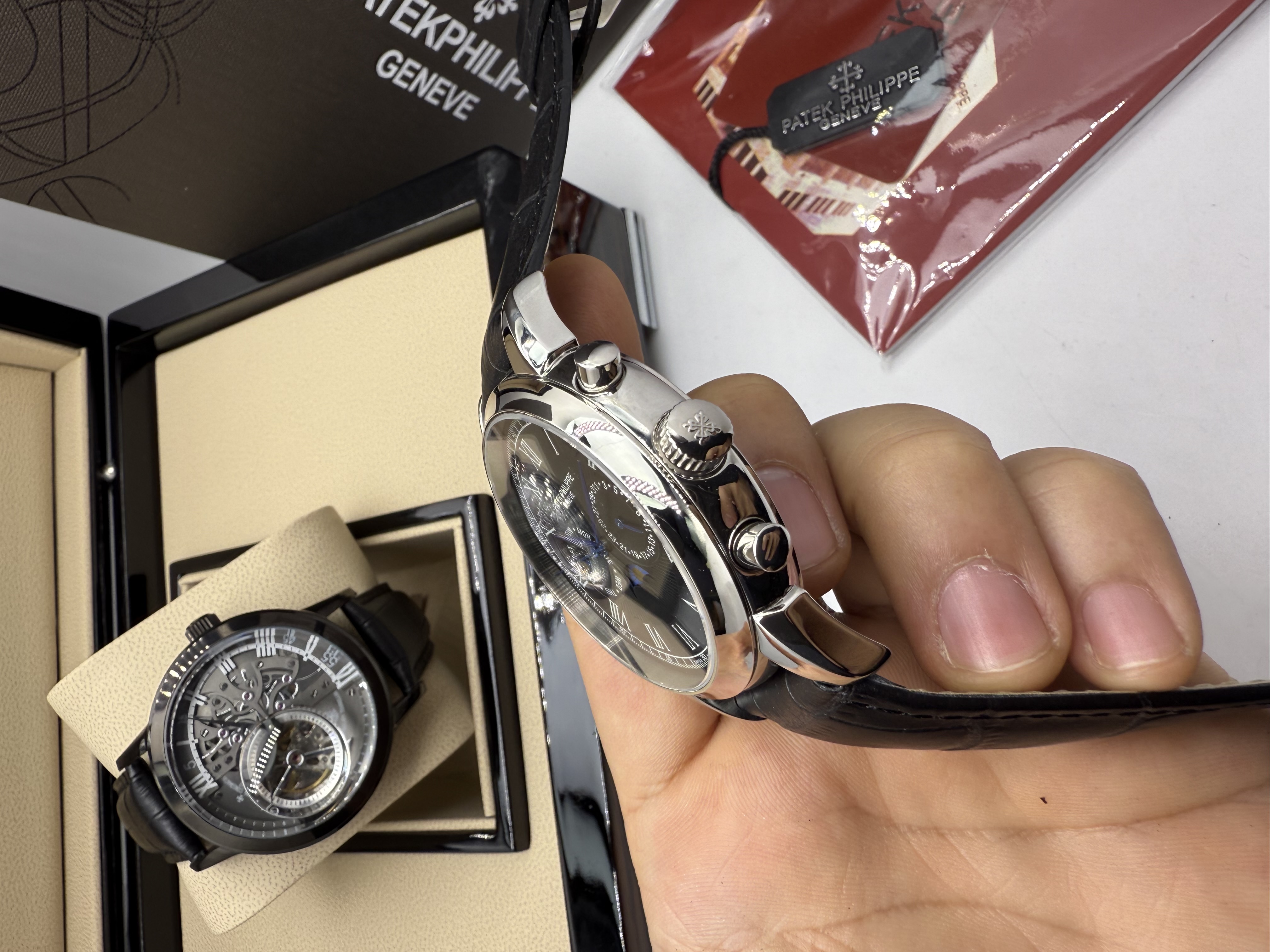 Patek Philippe Chronograph Couro Preto