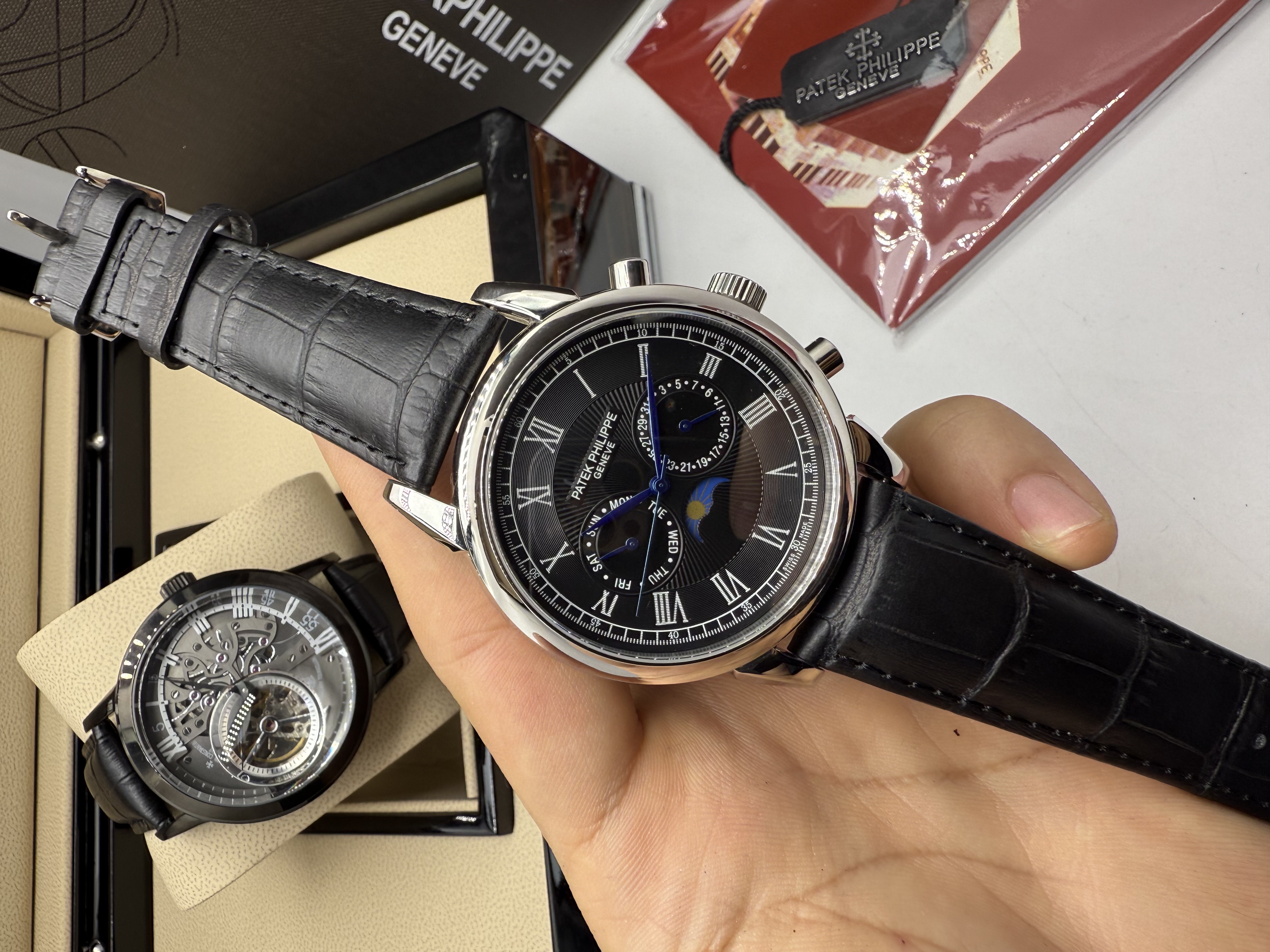 Patek Philippe Chronograph Couro Preto