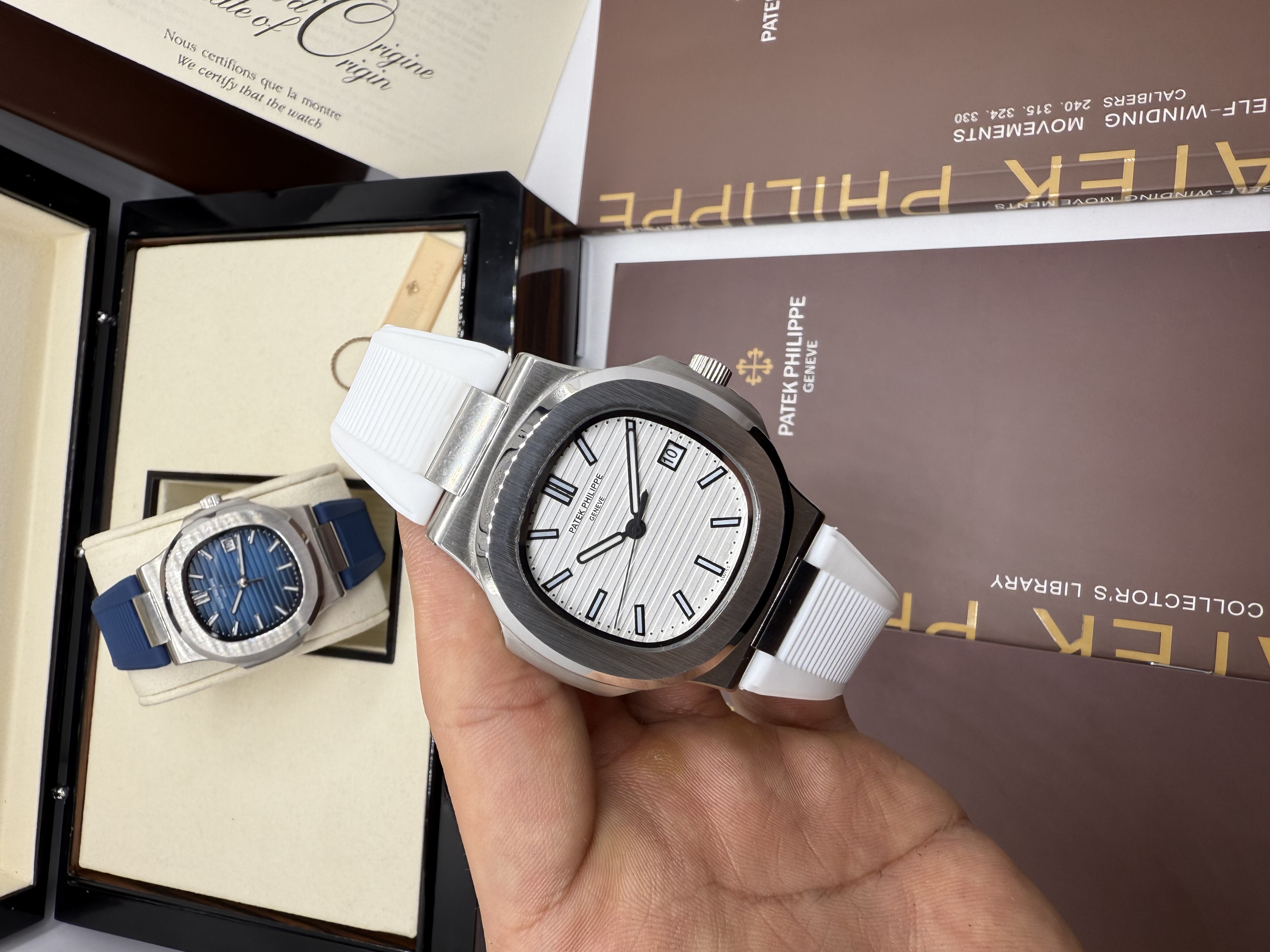 Patek Philippe Nautilus Pulseira Borracha Branco