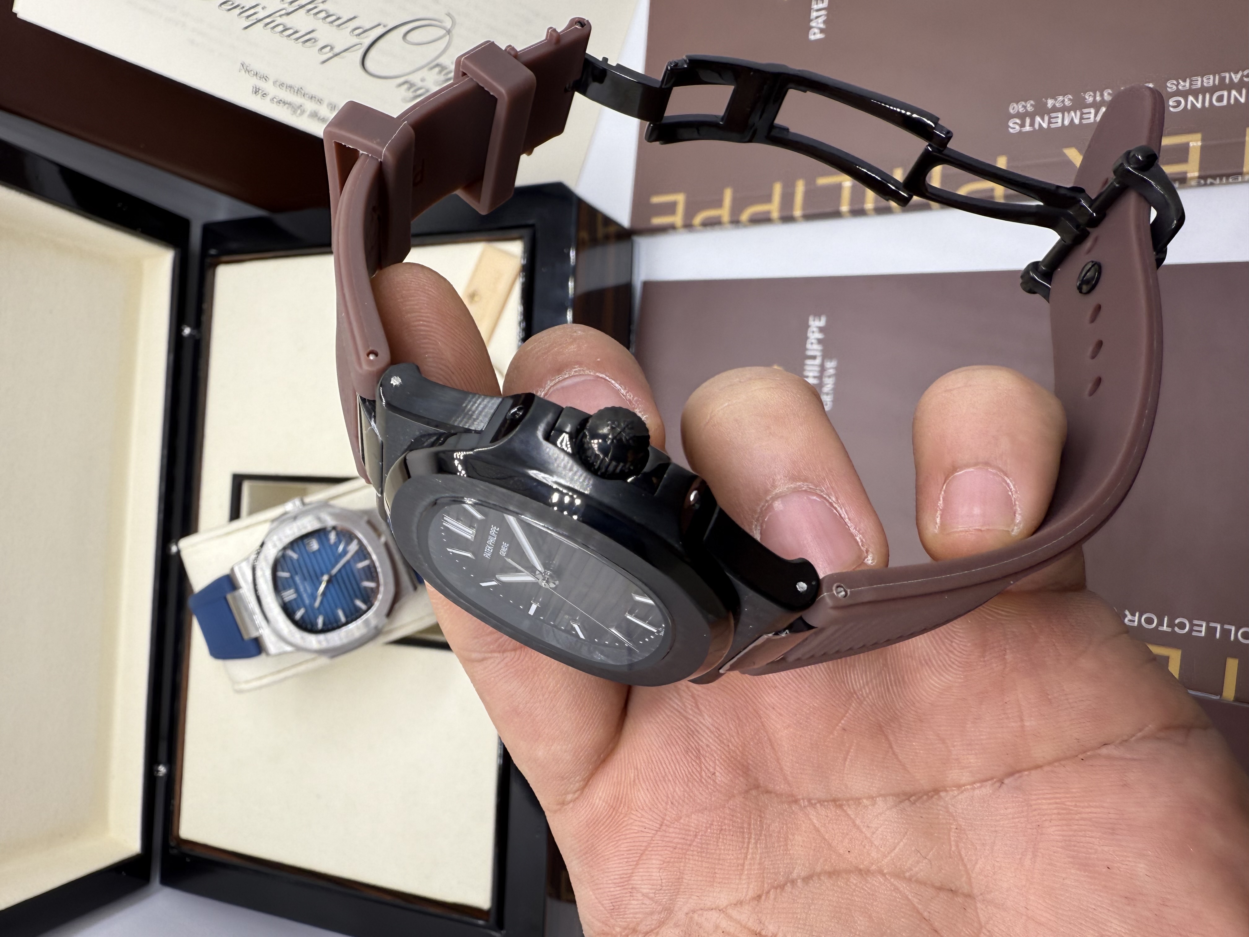 Patek Philippe Nautilus Pulseira Borracha Marrom