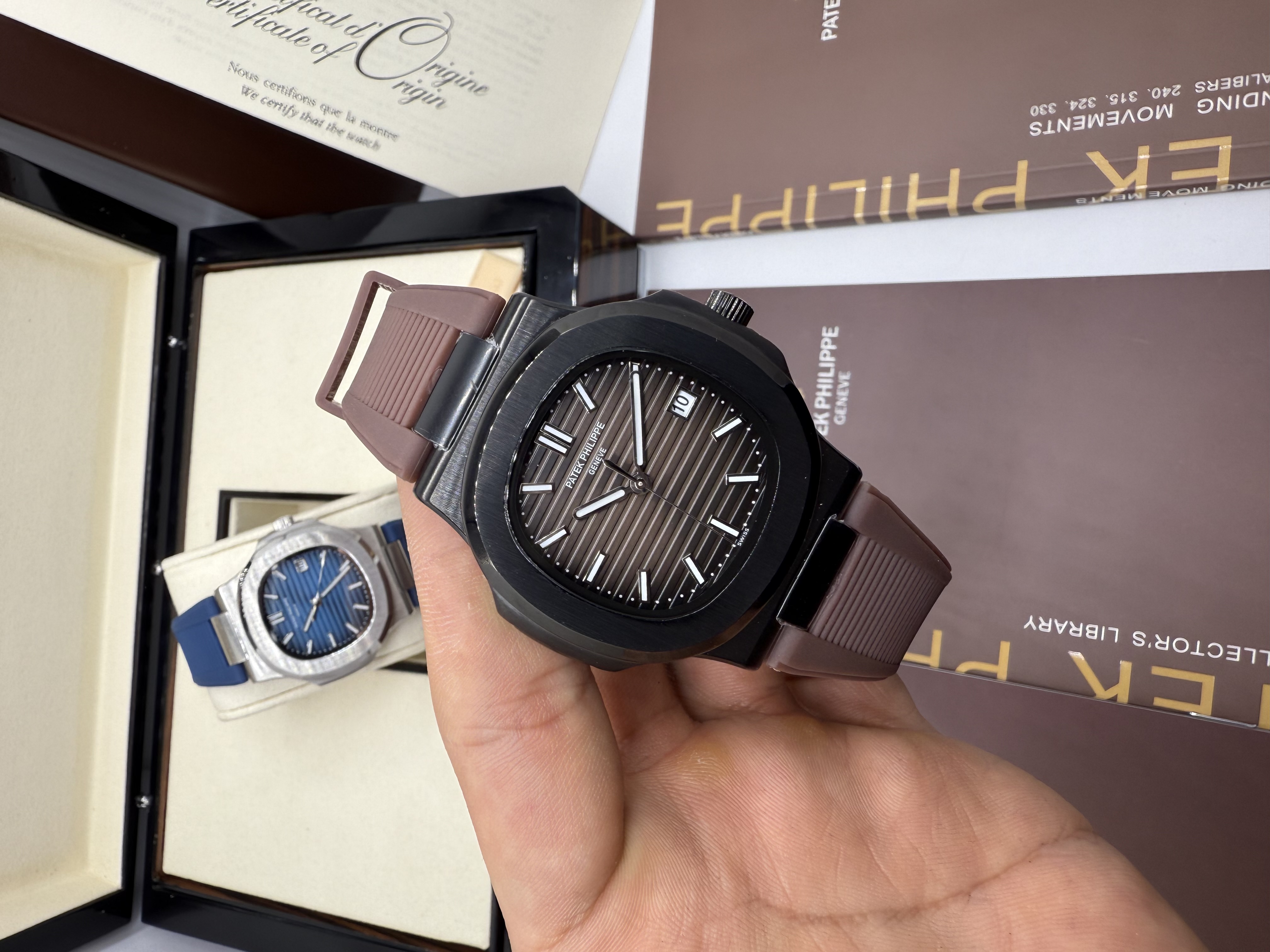 Patek Philippe Nautilus Pulseira Borracha Marrom