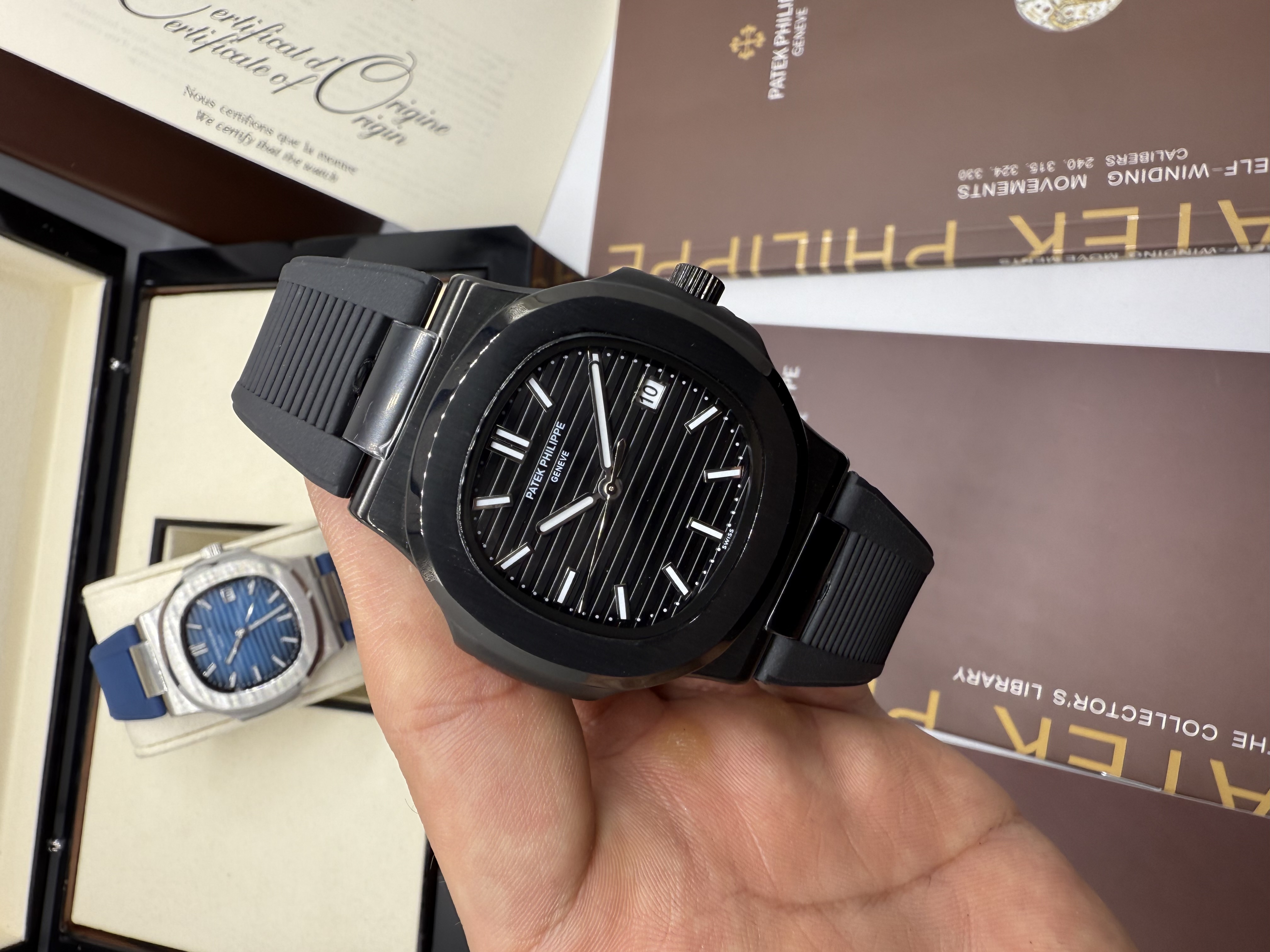 Patek Philippe Nautilus Pulseira Borracha Preto
