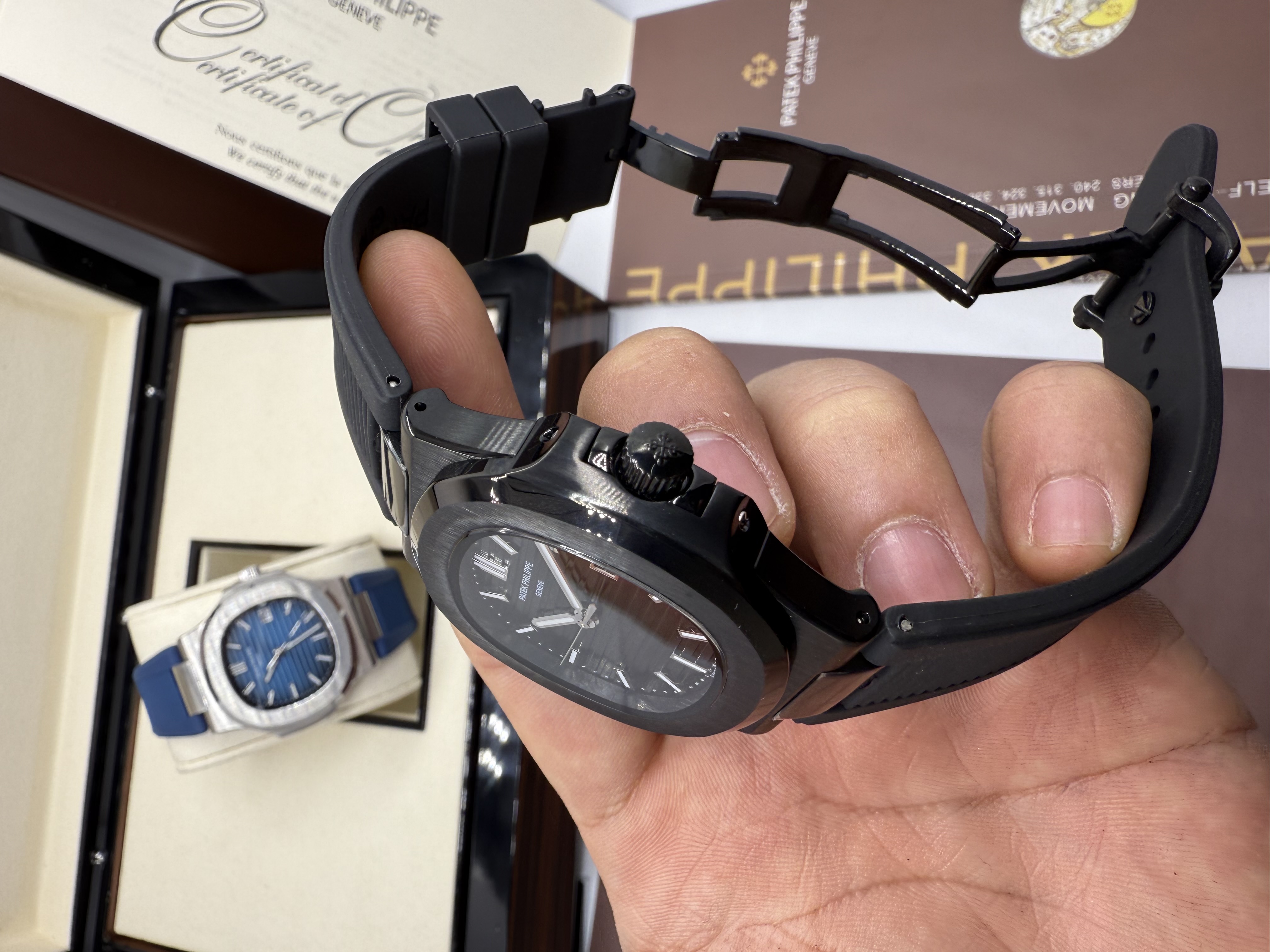 Patek Philippe Nautilus Pulseira Borracha Preto