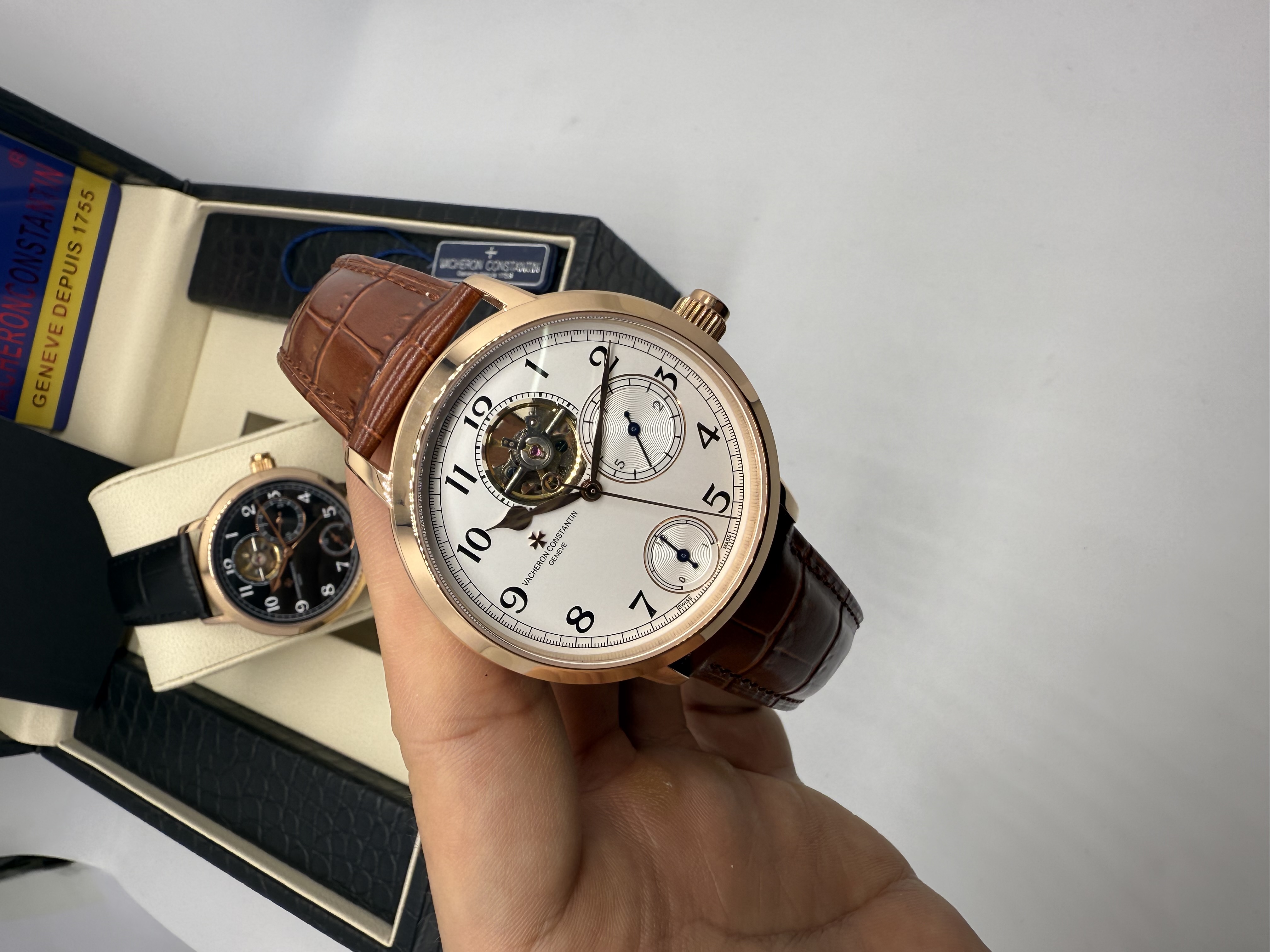 Patek Philippe Rosê Turbilhão Dial Branco