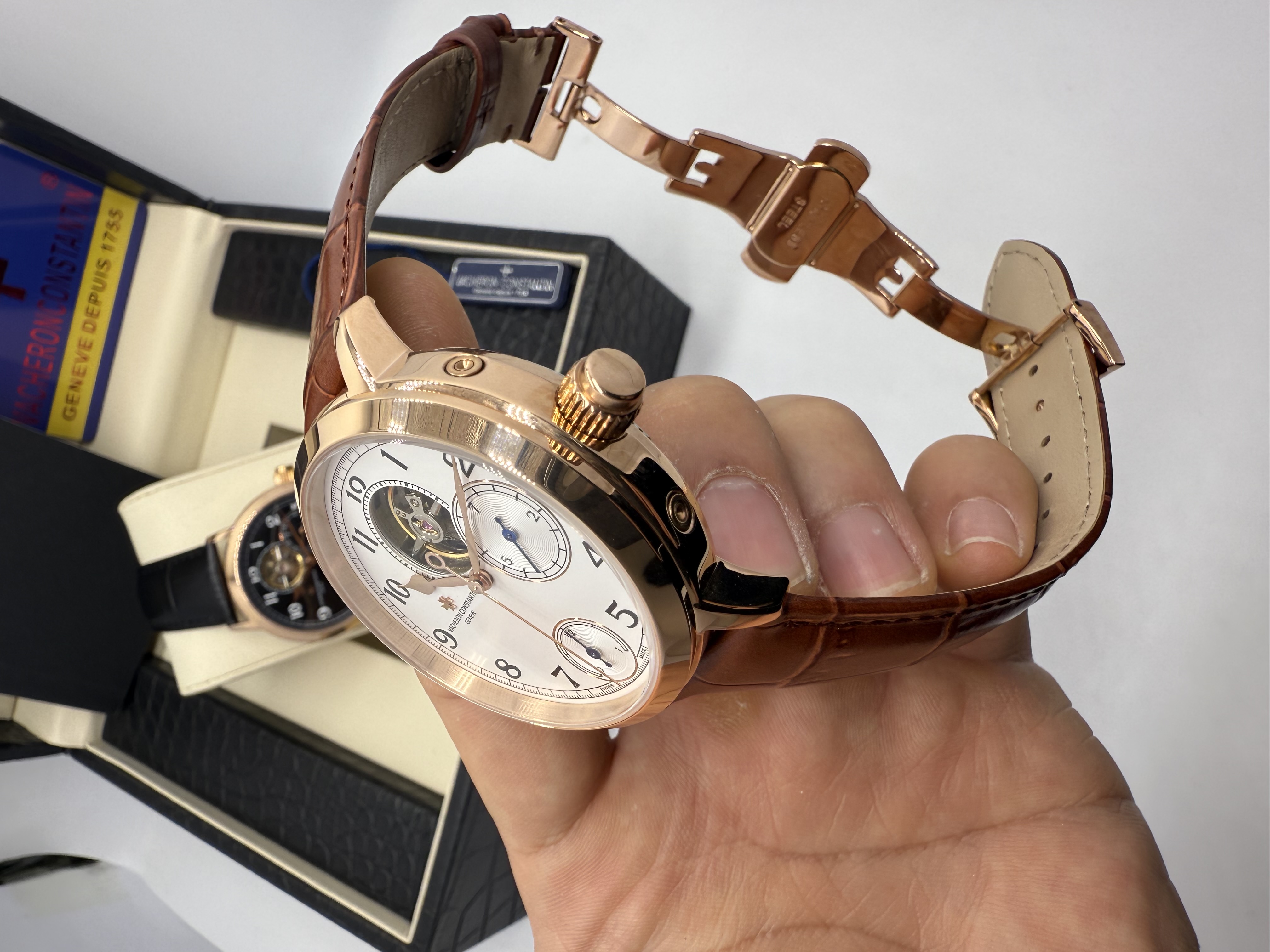 Patek Philippe Rosê Turbilhão Dial Branco