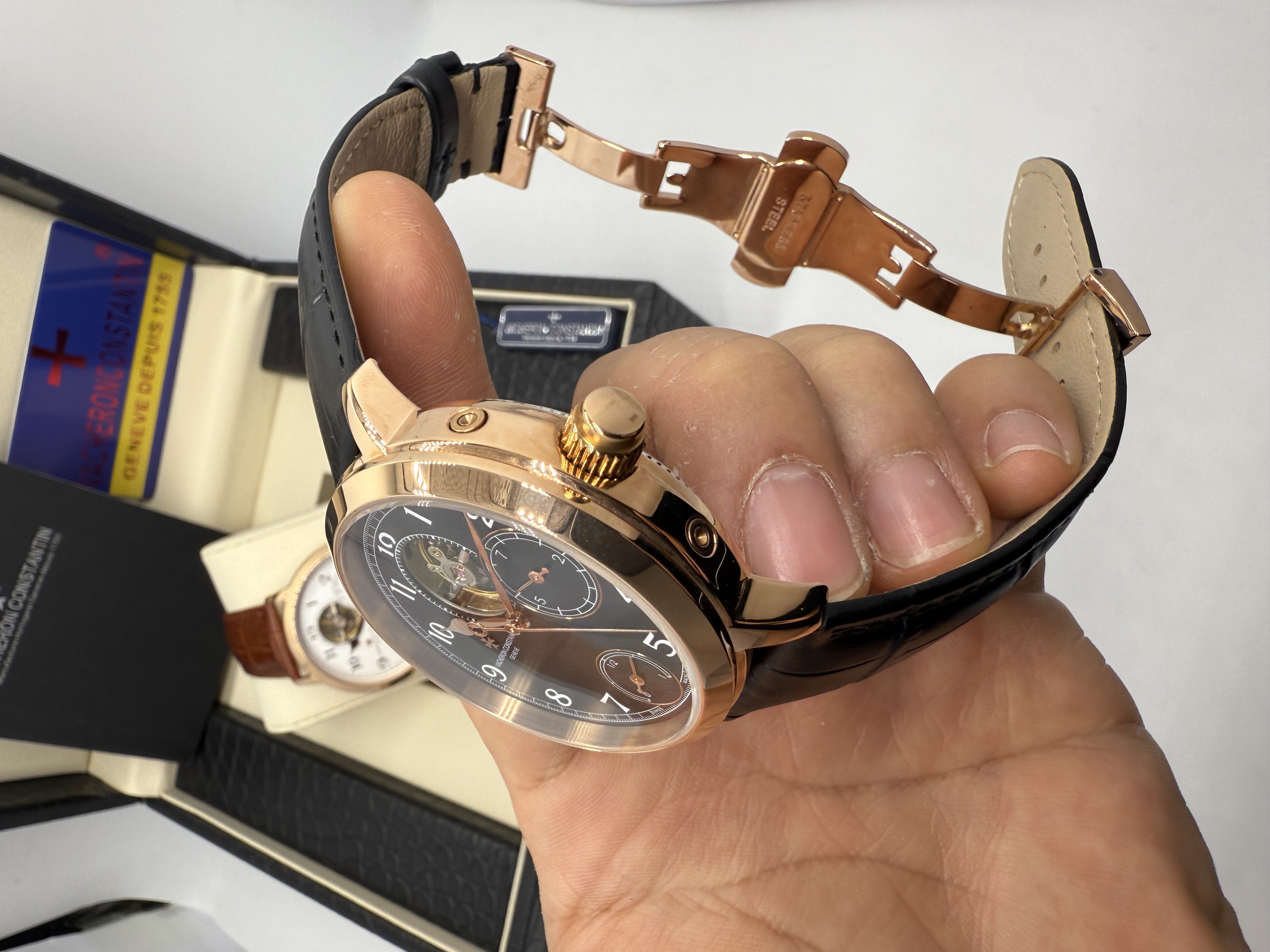 Patek Philippe Rosê Turbilhão Dial Preto