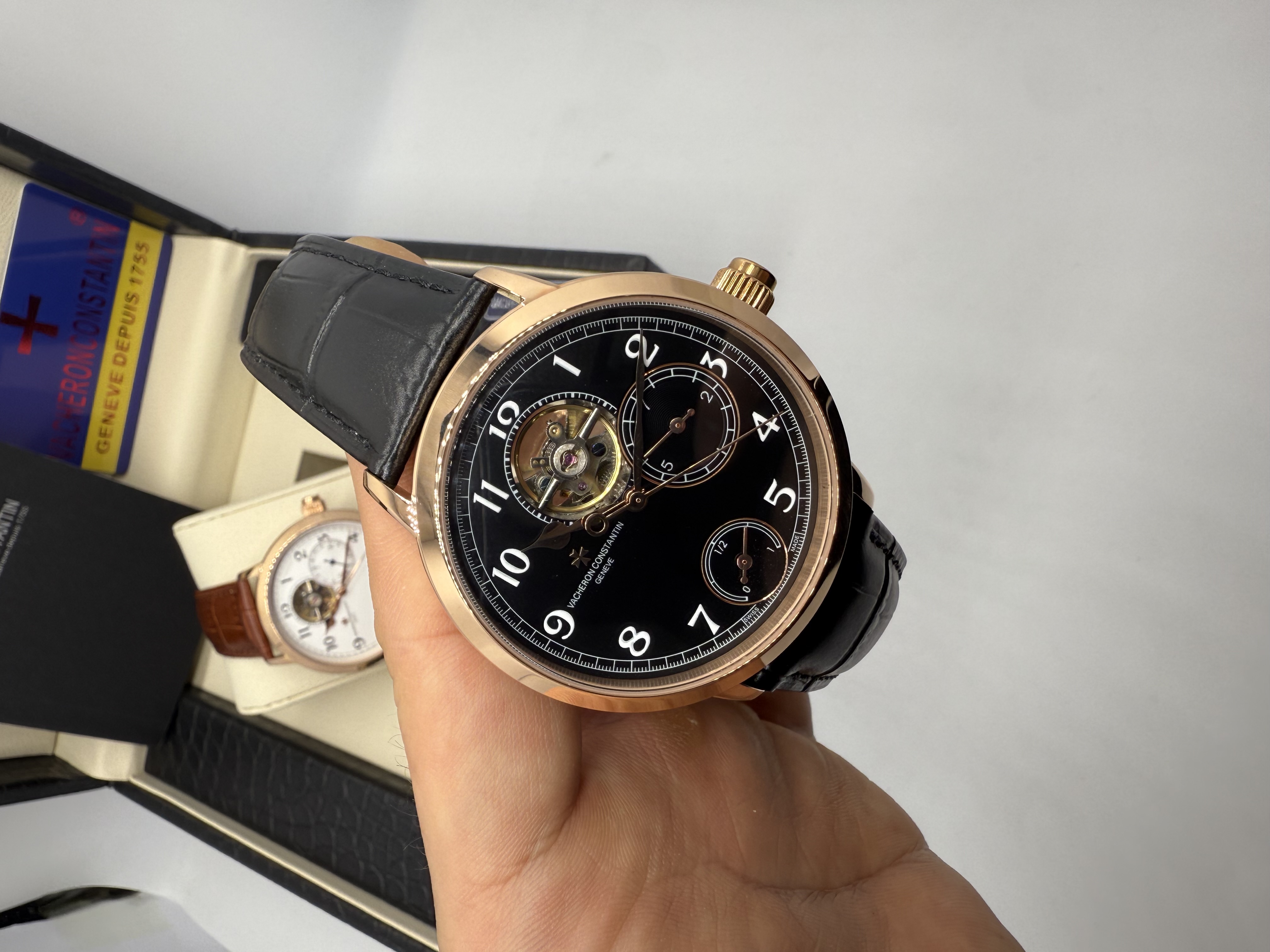 Patek Philippe Rosê Turbilhão Dial Preto