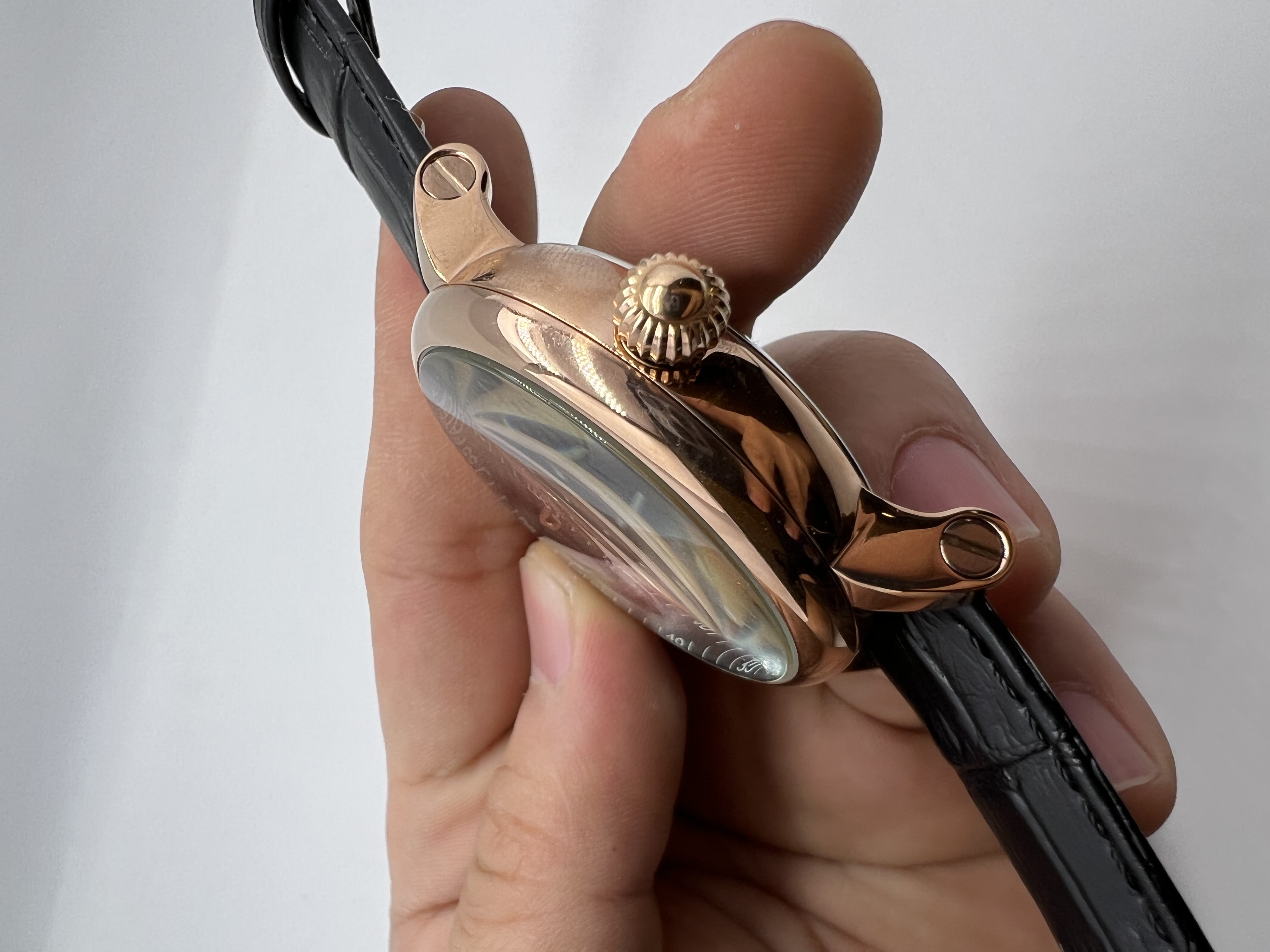 Patek Philippe SKELECT Rosê Moonphase Dial Preto Couro Preto