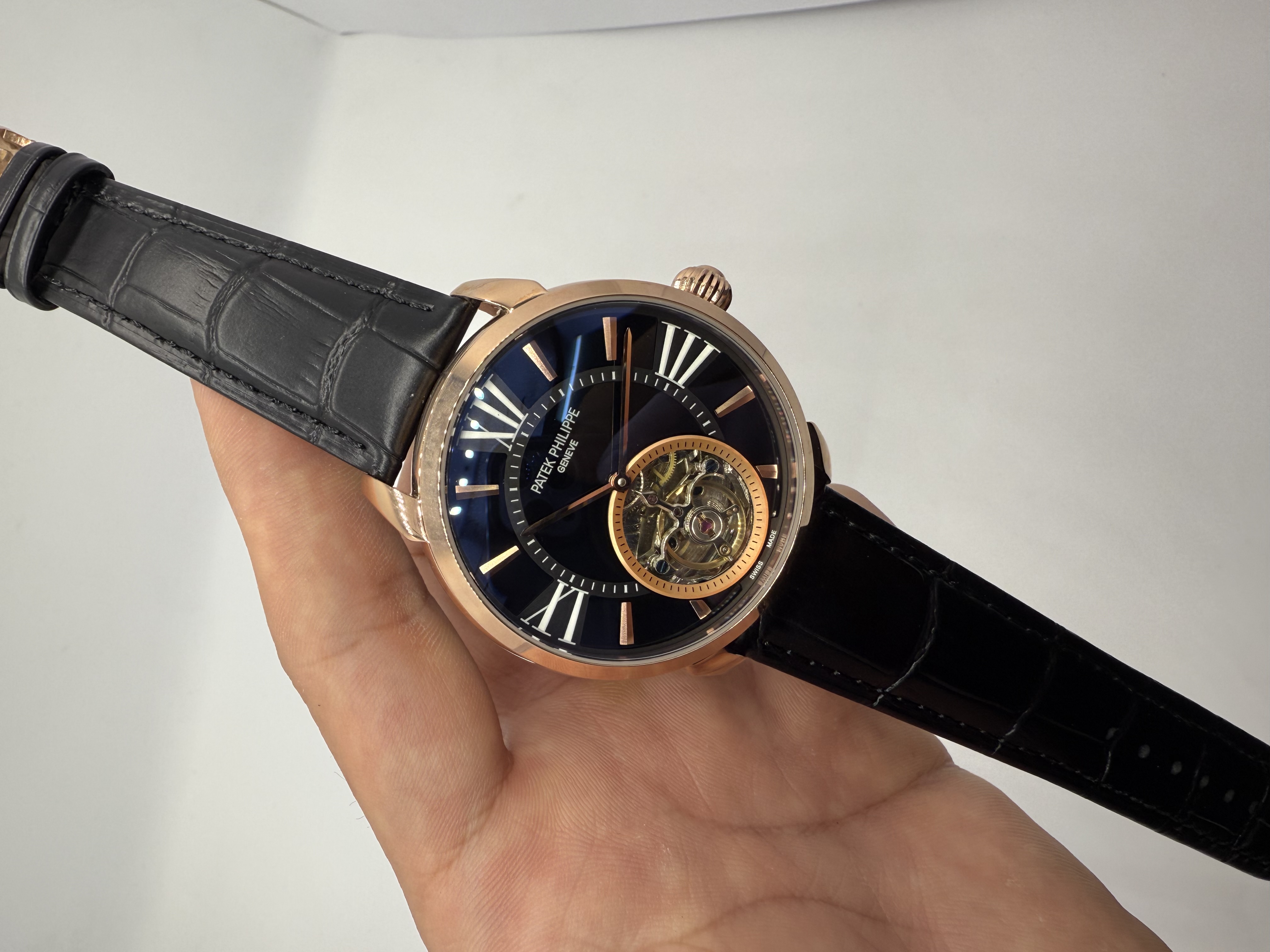 Patek Philippe Turbilhão Rosê Dial Azul Escuro