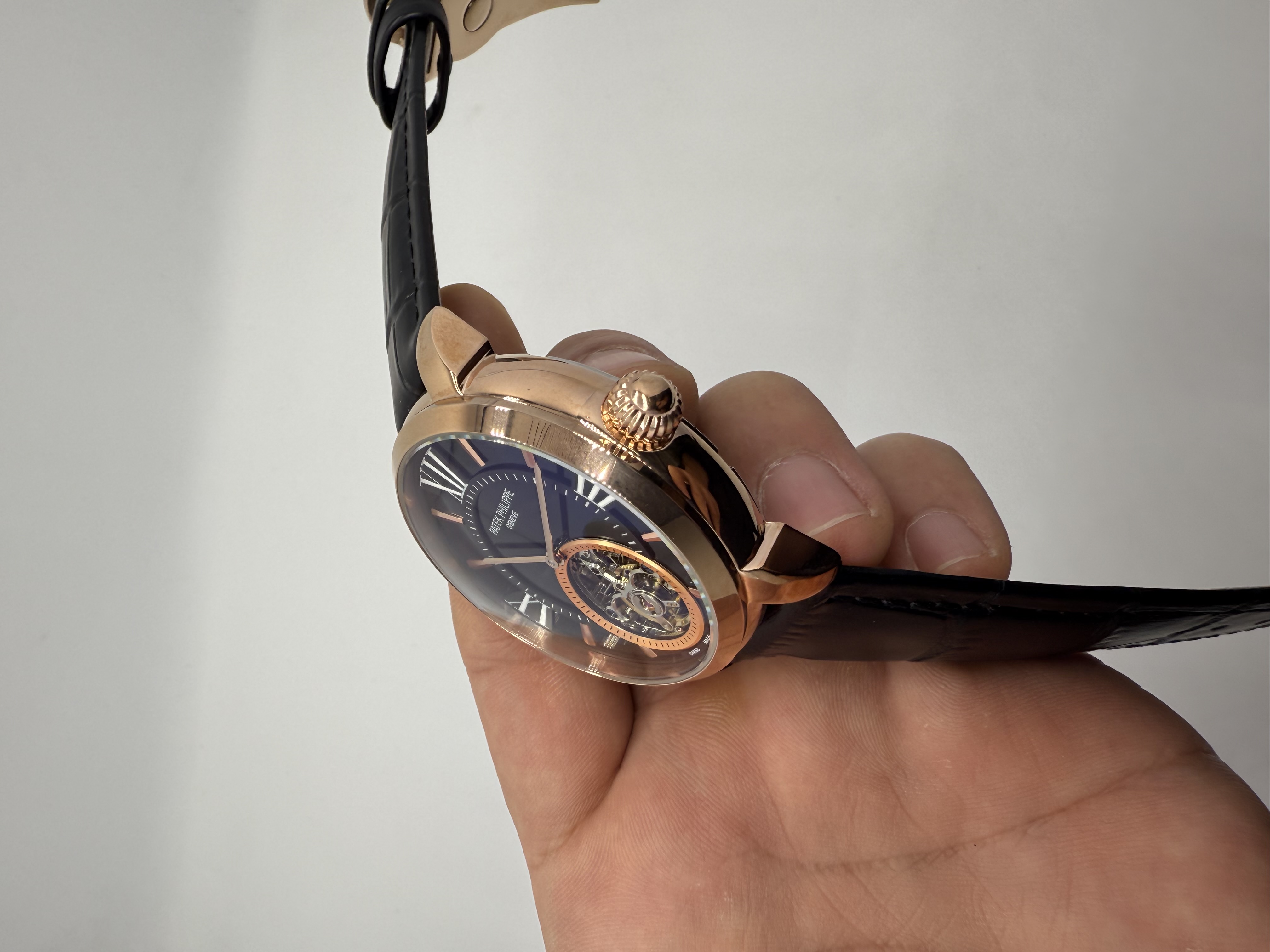 Patek Philippe Turbilhão Rosê Dial Azul Escuro