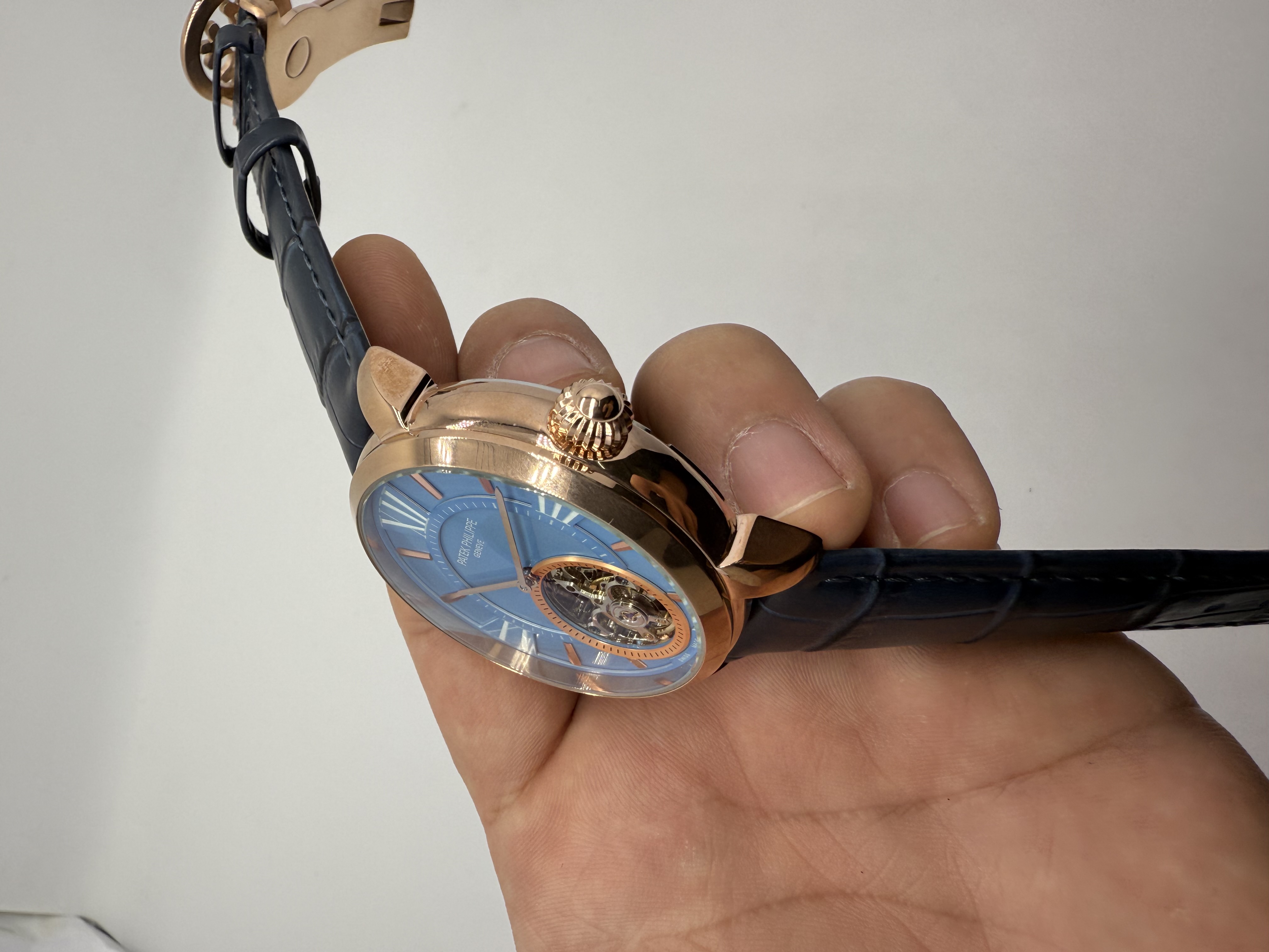 Patek Philippe Turbilhão Rosê Dial Azul Tiffany