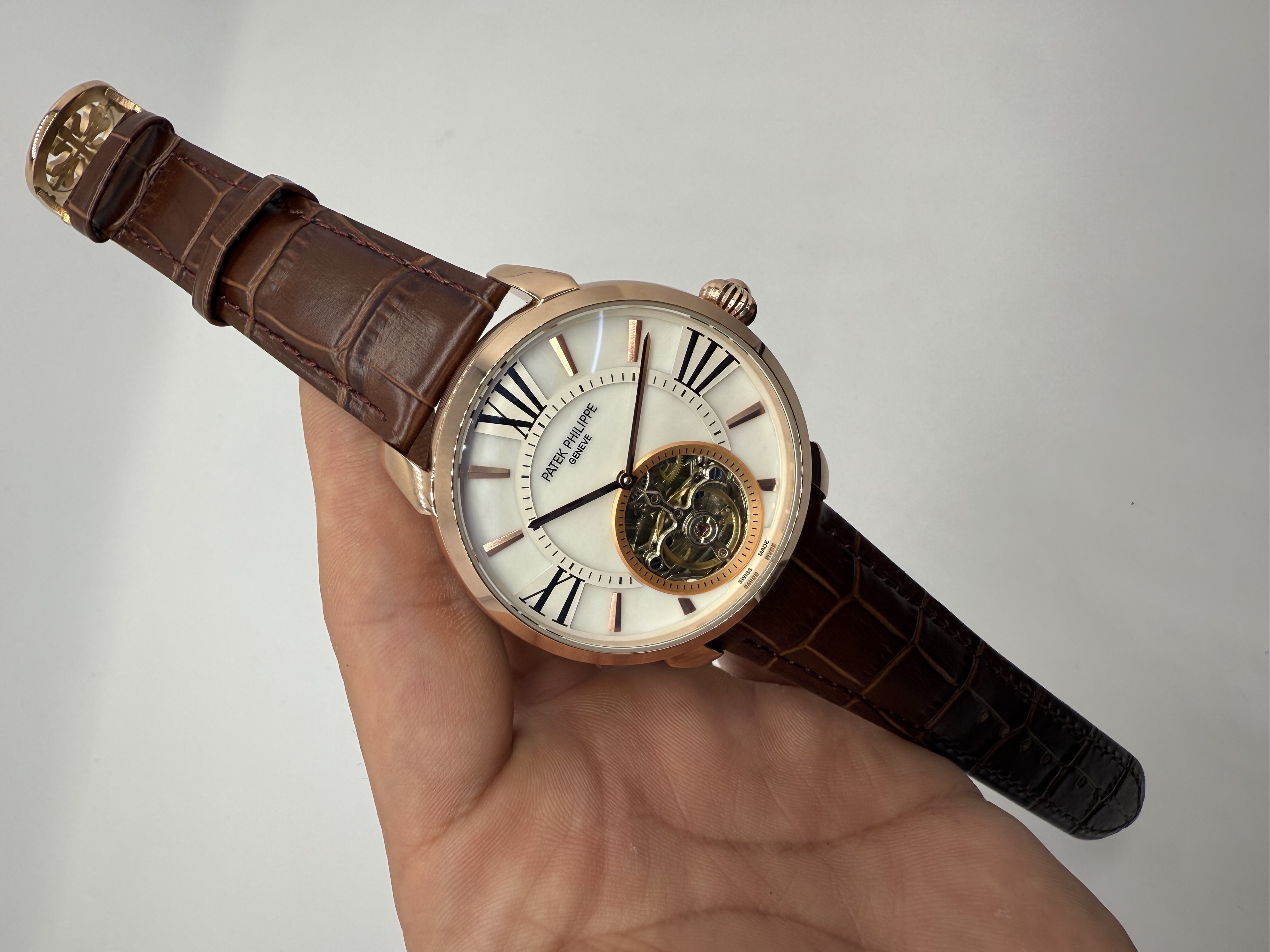 Patek Philippe Turbilhão Rosê Dial Branco