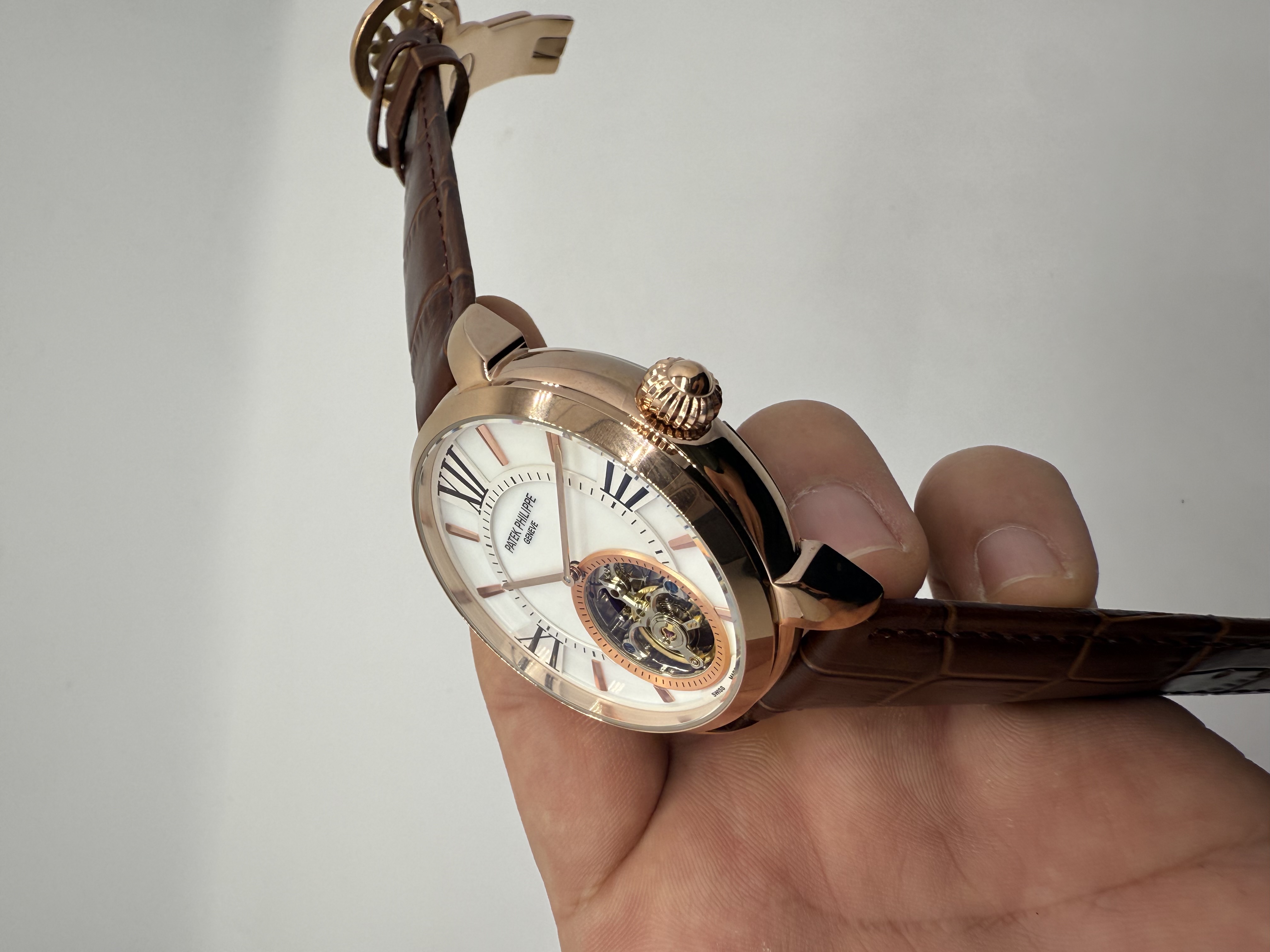 Patek Philippe Turbilhão Rosê Dial Branco
