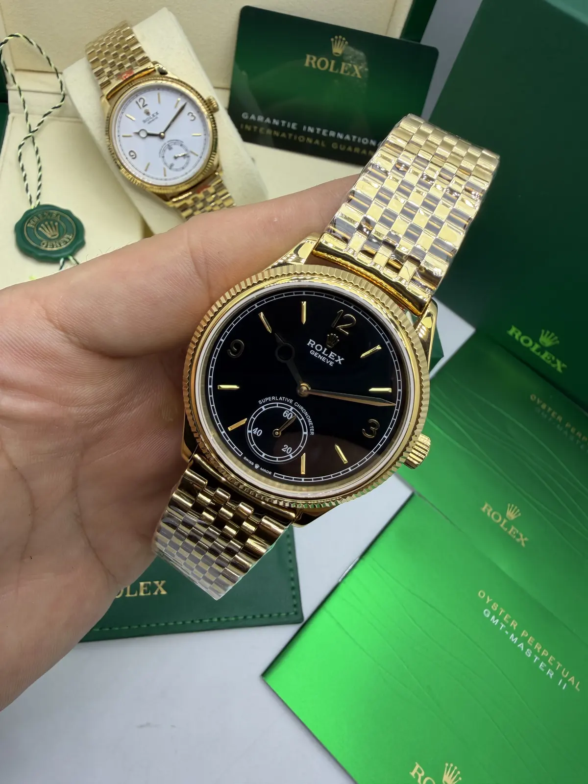 Rolex 1908 Full Gold Dial Preto
