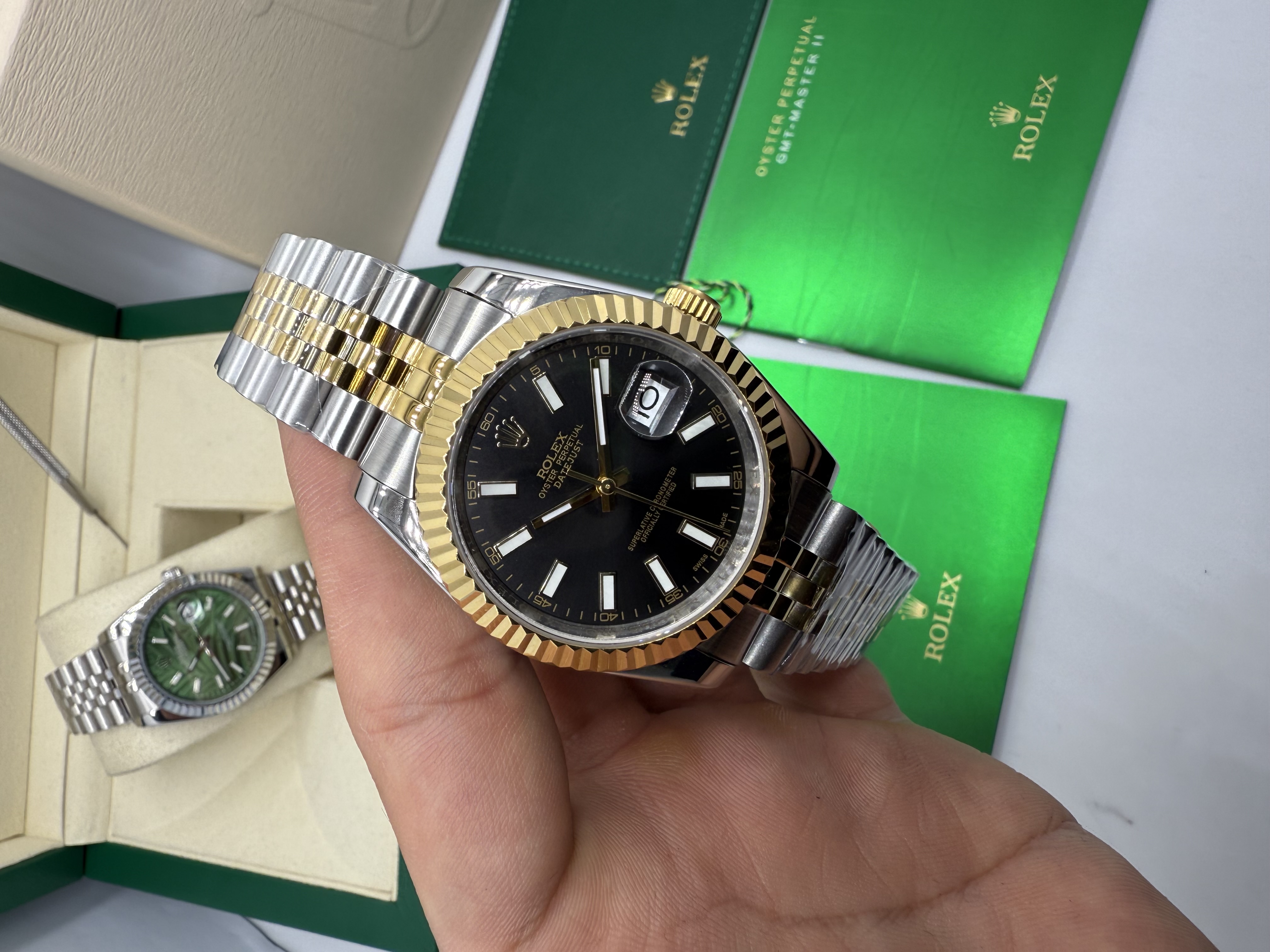 Rolex Datejust Aço e Ouro Dial Preto 36 mm