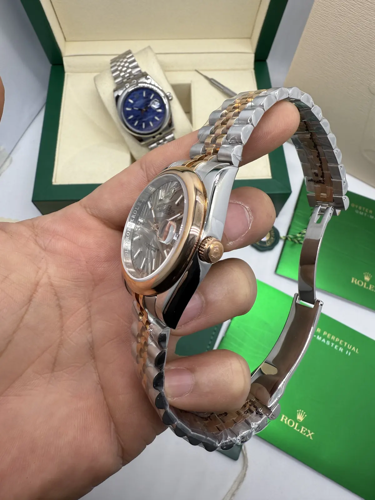 Rolex Datejust aço e Rosé Dial Cinza 36 mm
