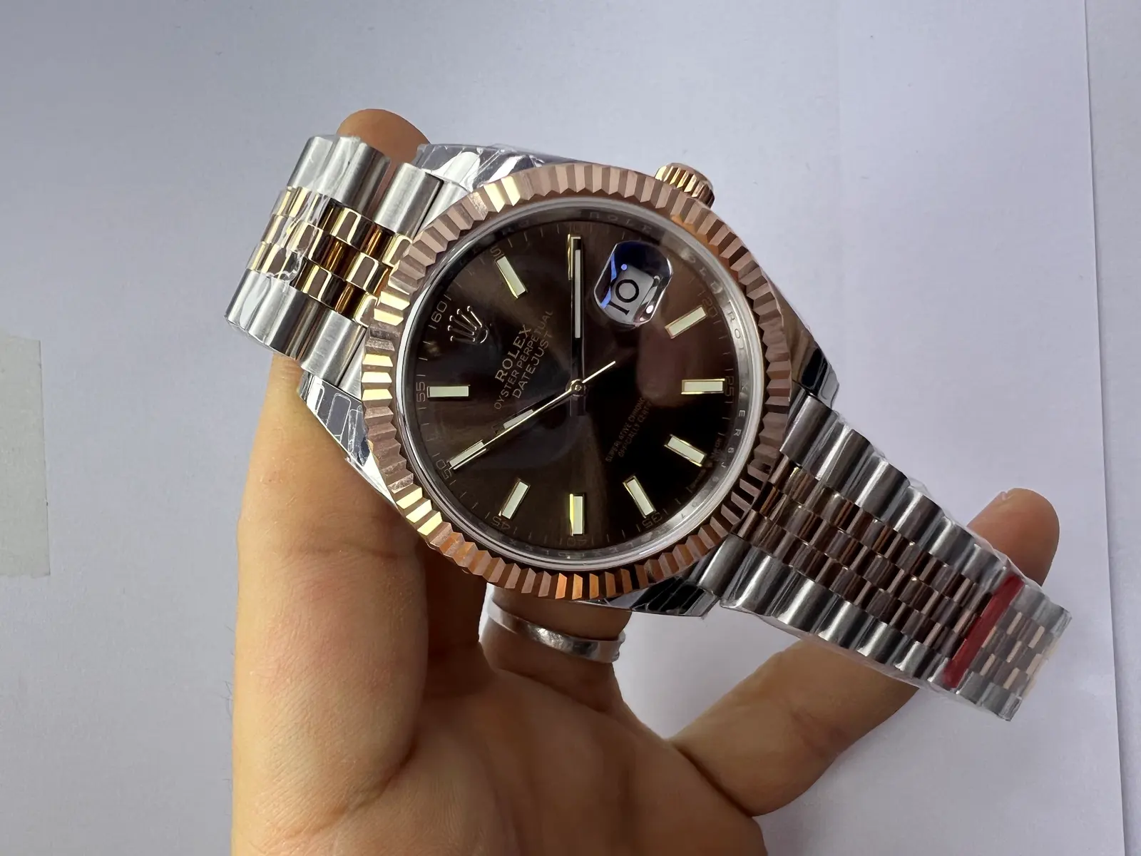 Rolex Datejust  Dial Marrom Misto Aço e Rosé Jubilee 41mm