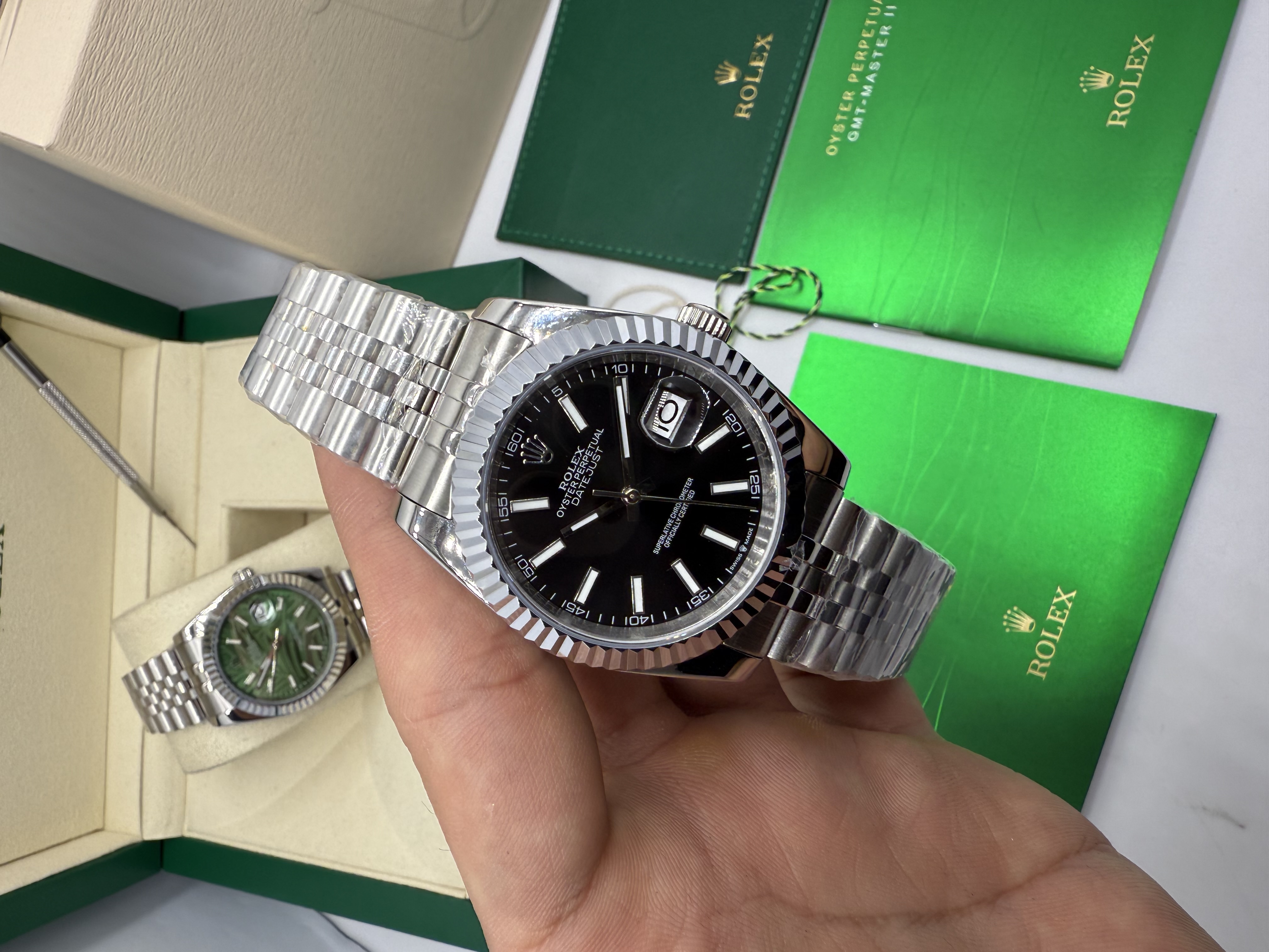 Rolex Datejust Dial Preto Aço 36 mm