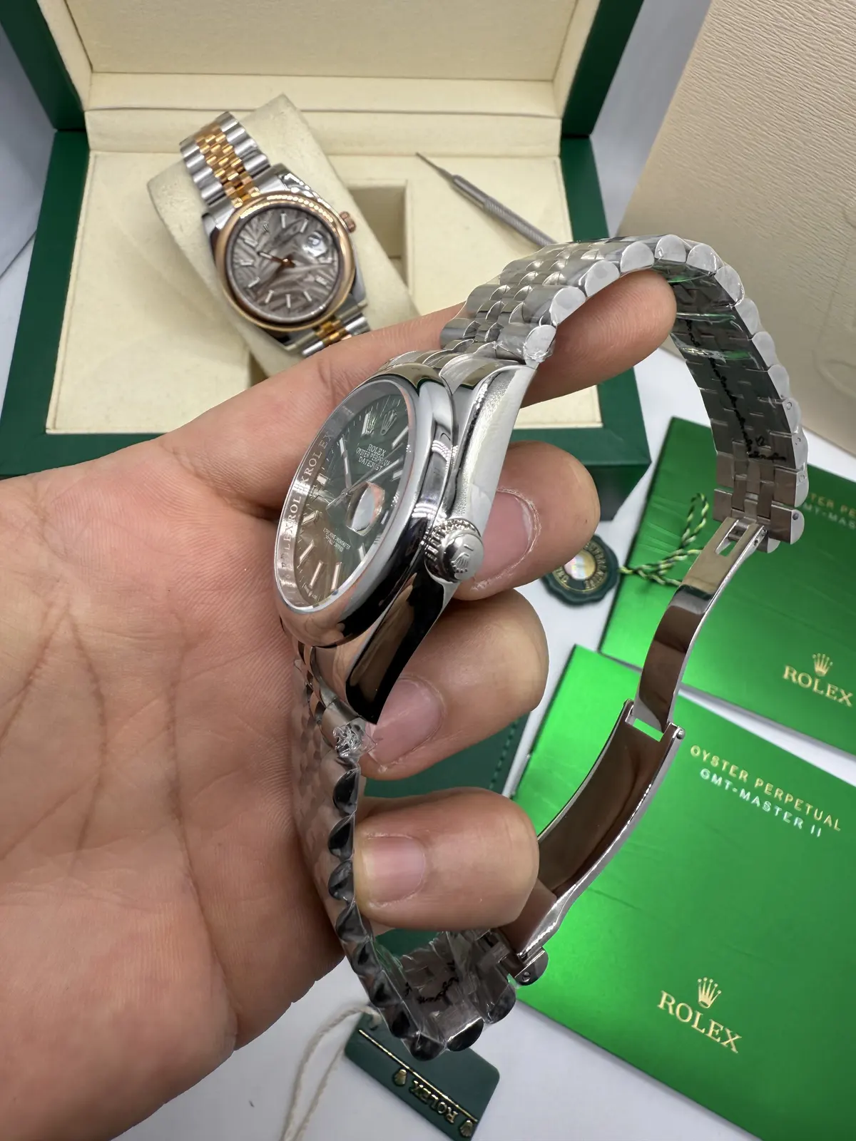 Rolex Datejust Dial Verde Folhas 36 mm