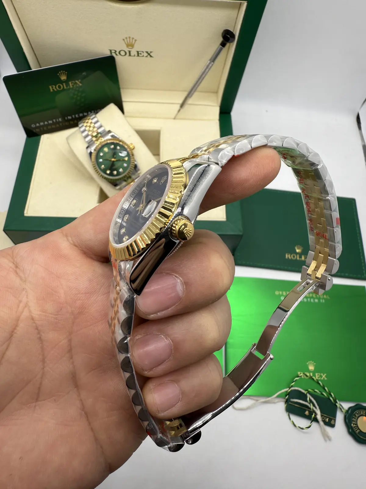 Rolex Datejust Prata com Dourado dial Azul