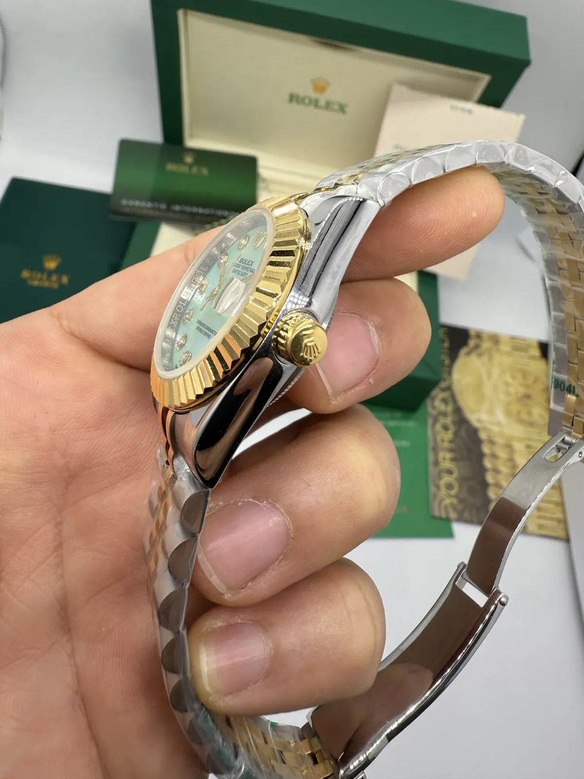 Rolex Datejust Prata com Dourado dial Madre Perola