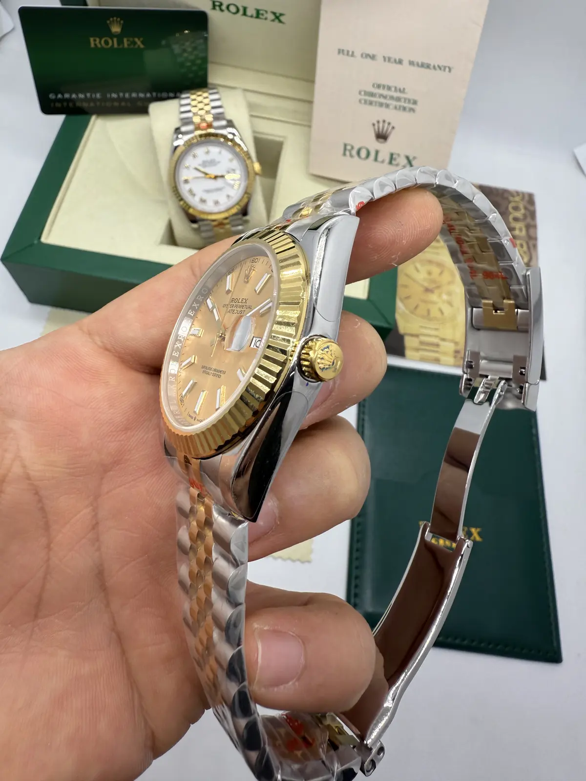 Rolex Datejust Prata com Dourado dial Dourado