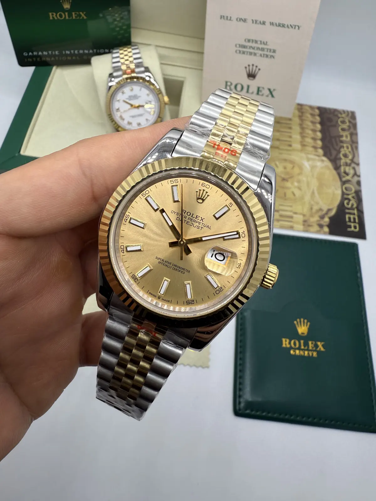 Rolex Datejust Prata com Dourado dial Dourado