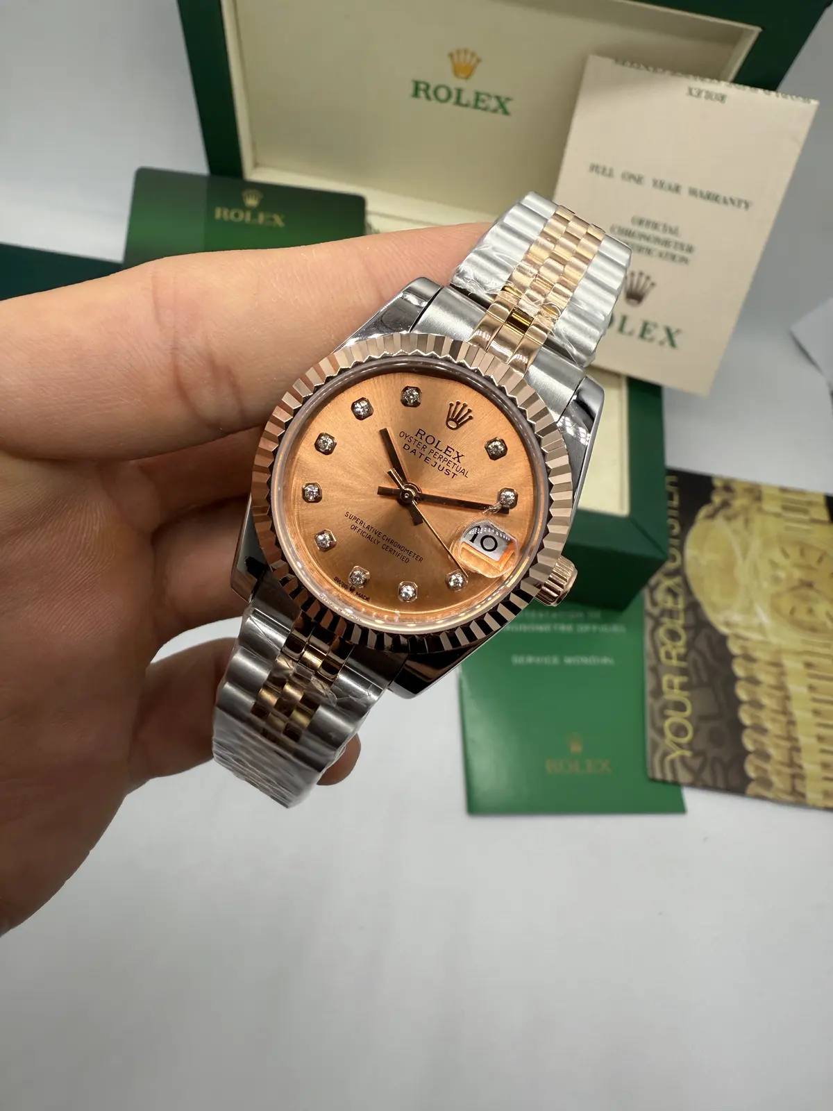 Rolex Datejust Prata com Rosé dial Rosé