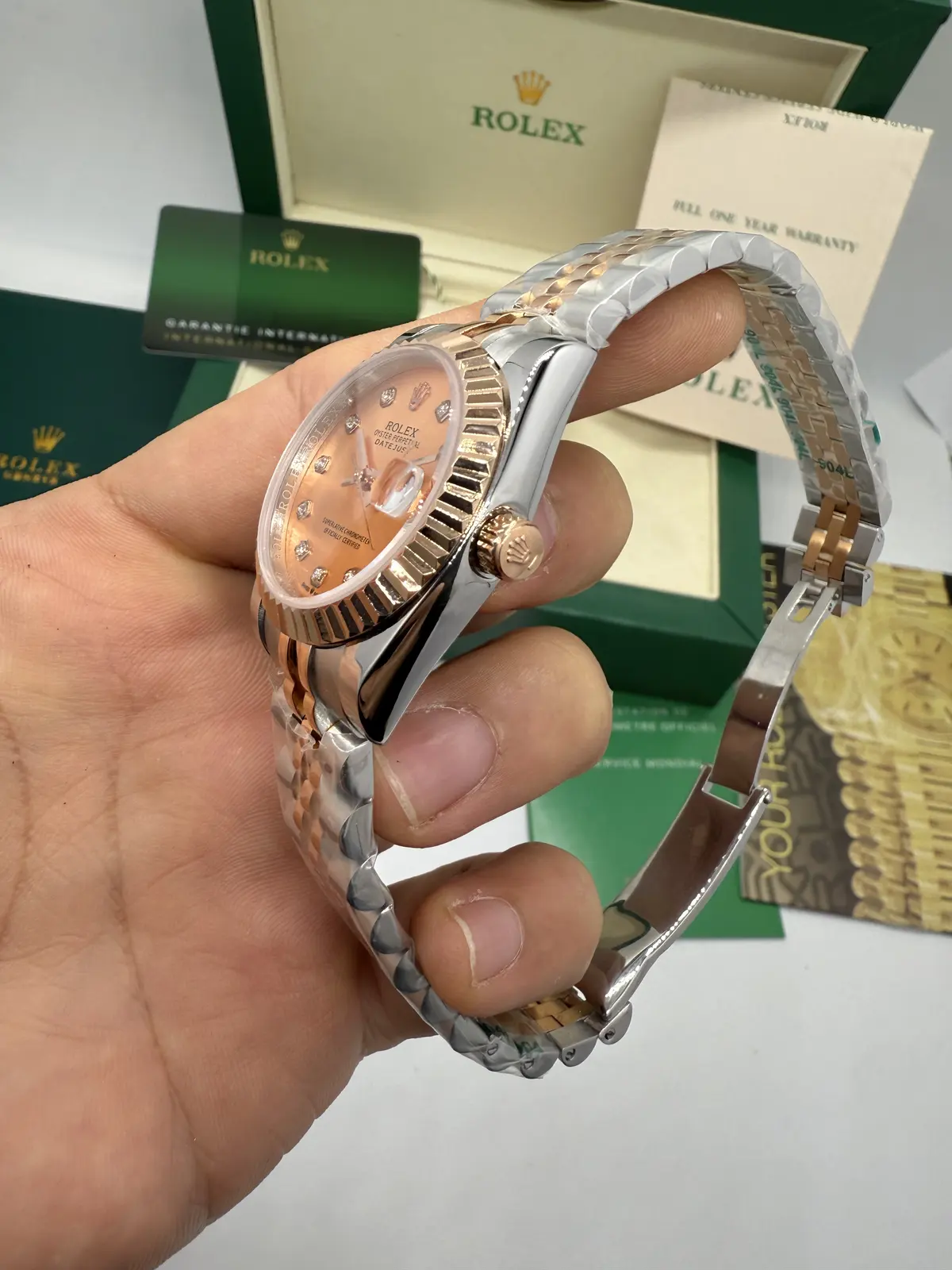 Rolex Datejust Prata com Rosé dial Rosé