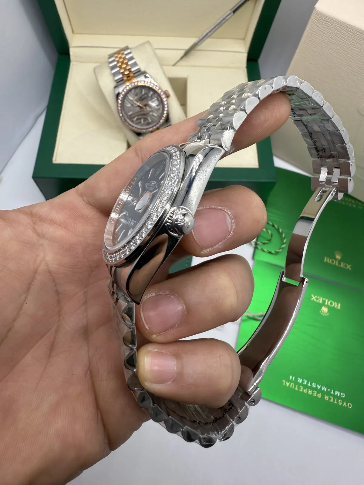Rolex Datejust Prata dial Preto