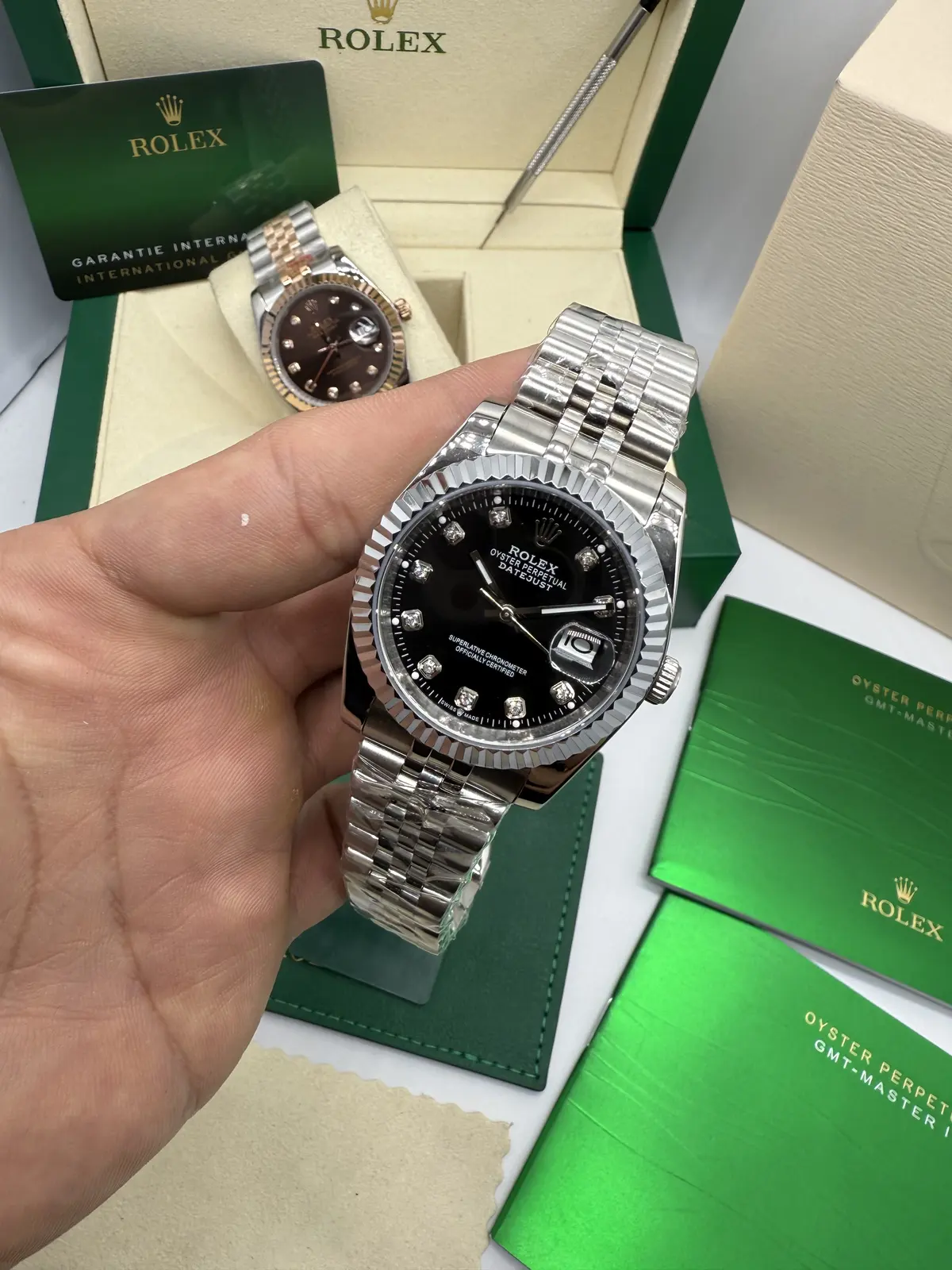 Rolex Datejust Prata dial Preto