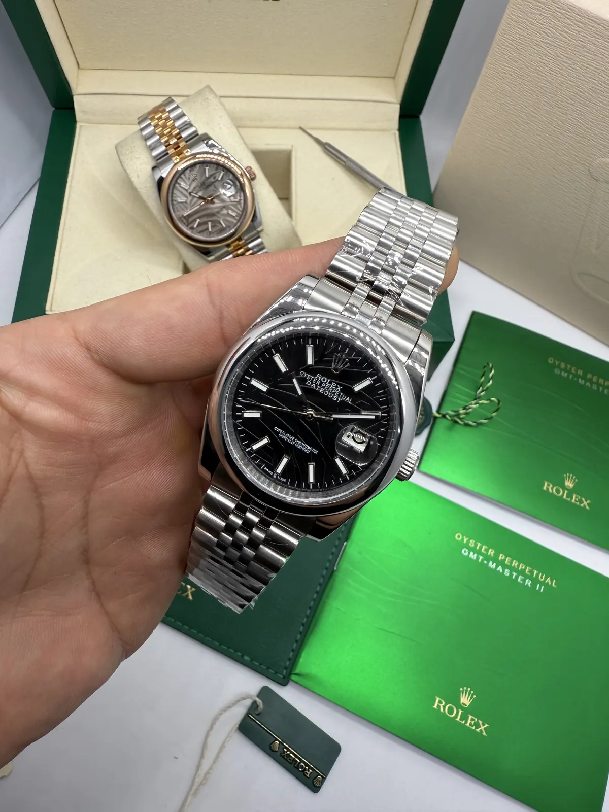 Rolex Datejust Prata dial Preto