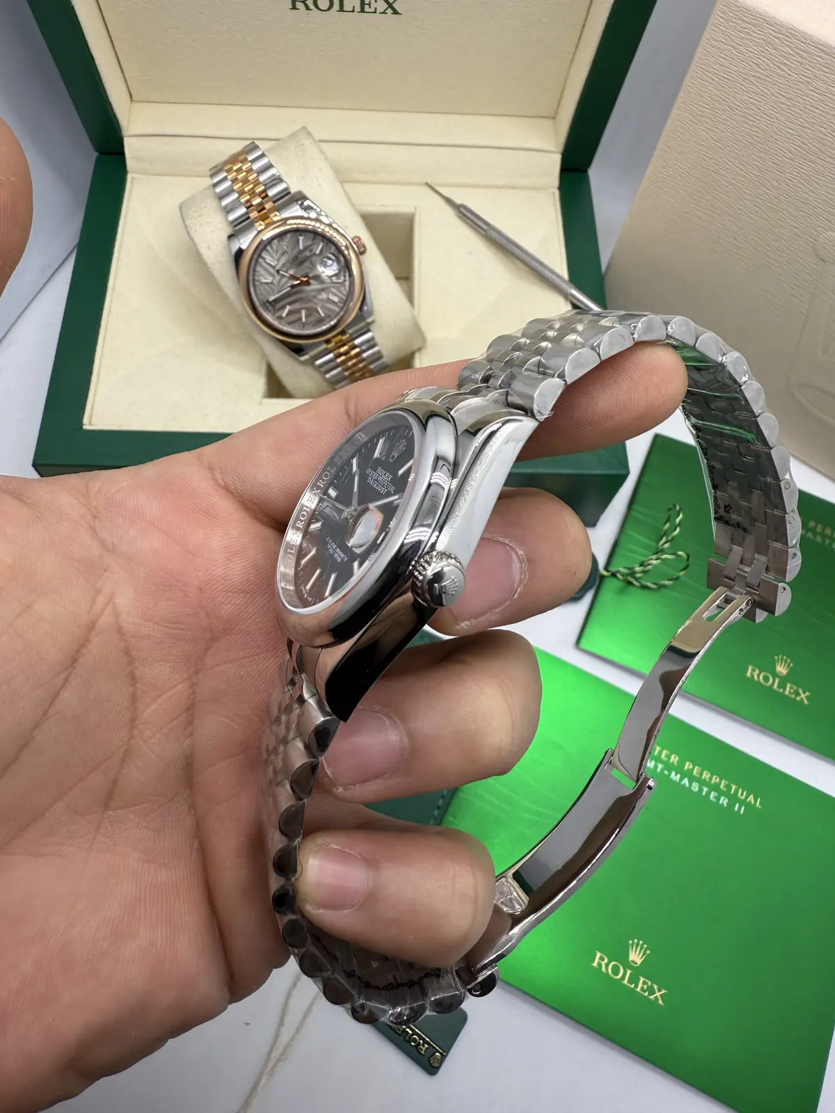 Rolex Datejust Prata dial Preto