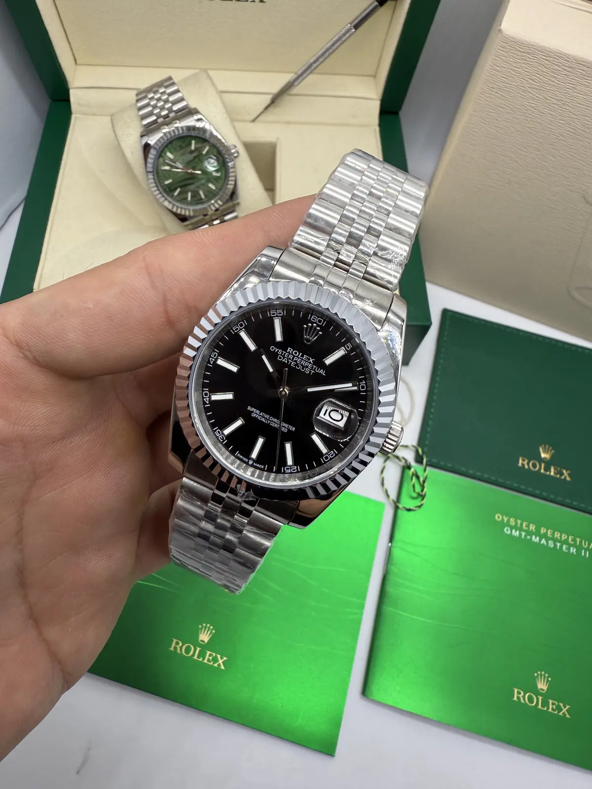 Rolex Datejust Prata dial Preto