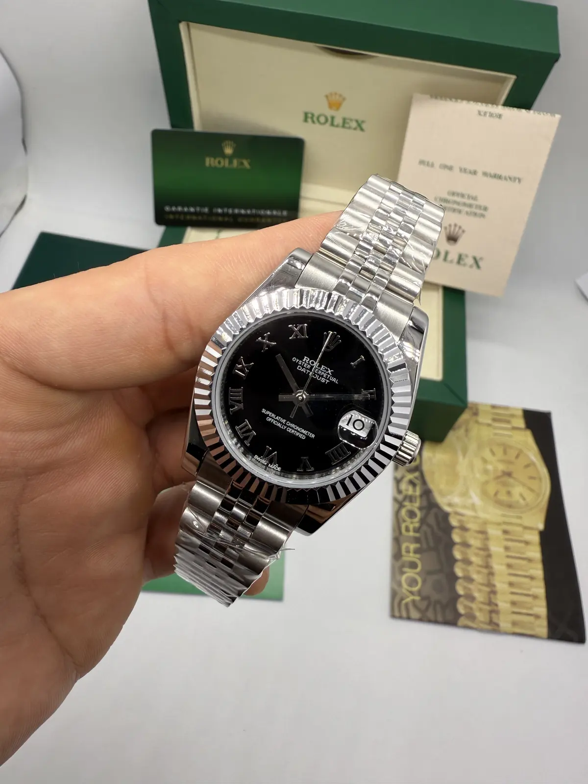 Rolex Datejust Prata dial Preto