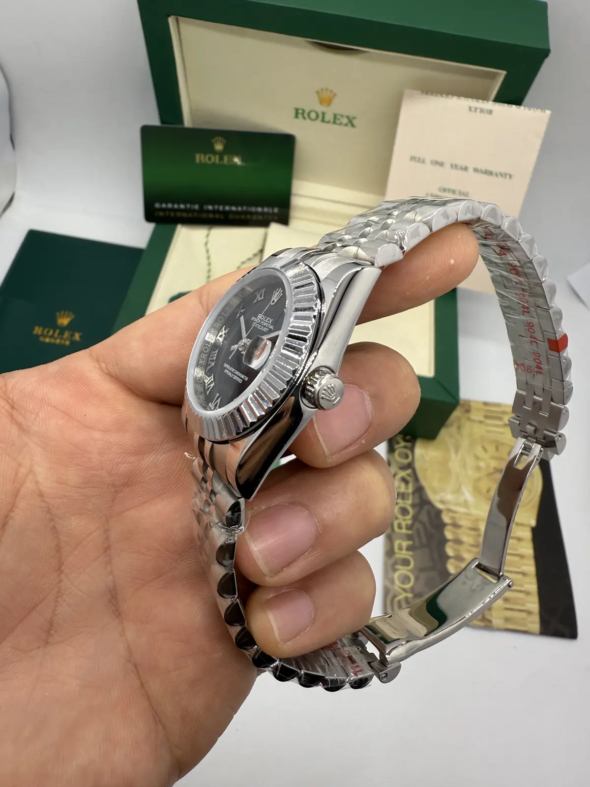 Rolex Datejust Prata dial Preto