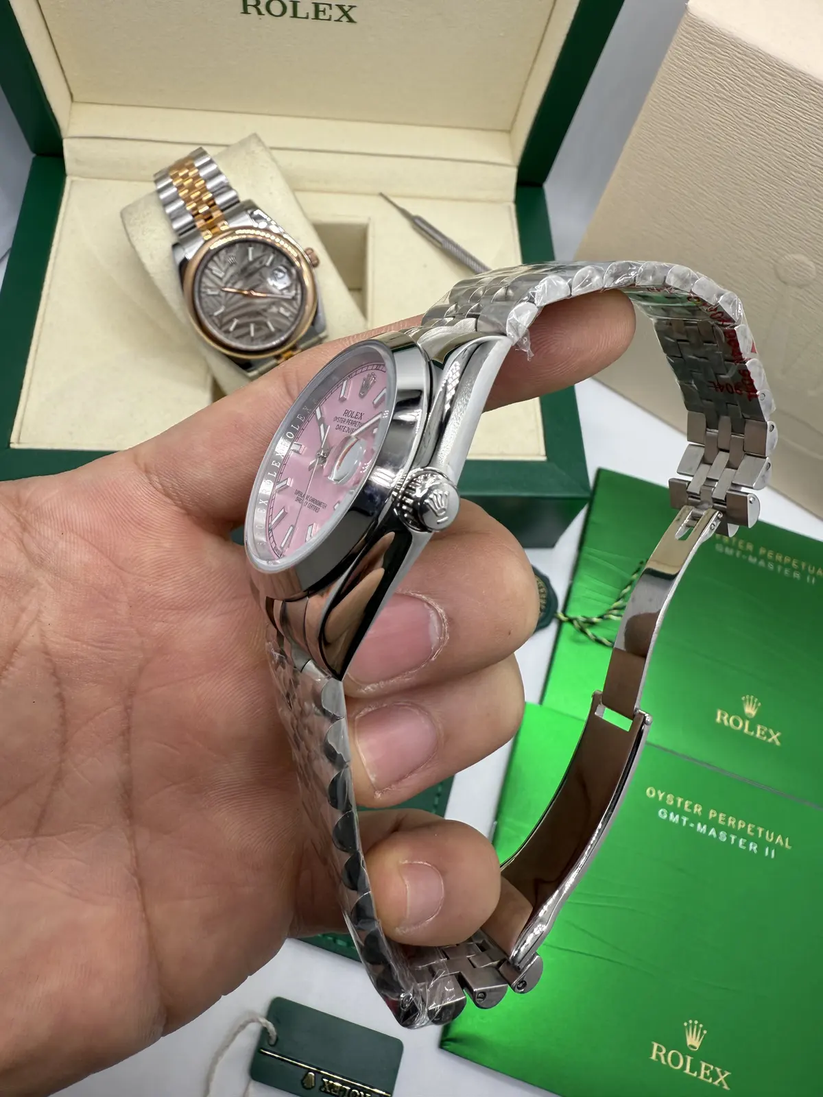Rolex Datejust Prata Dial Rosa