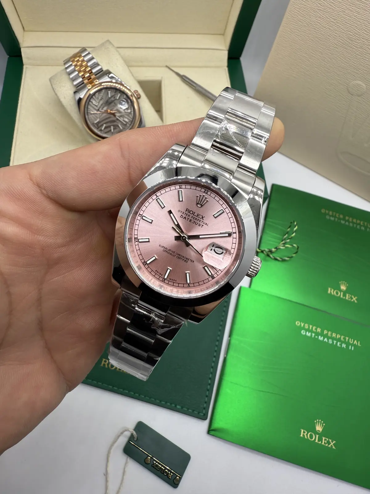 Rolex Datejust Prata dial Rosa