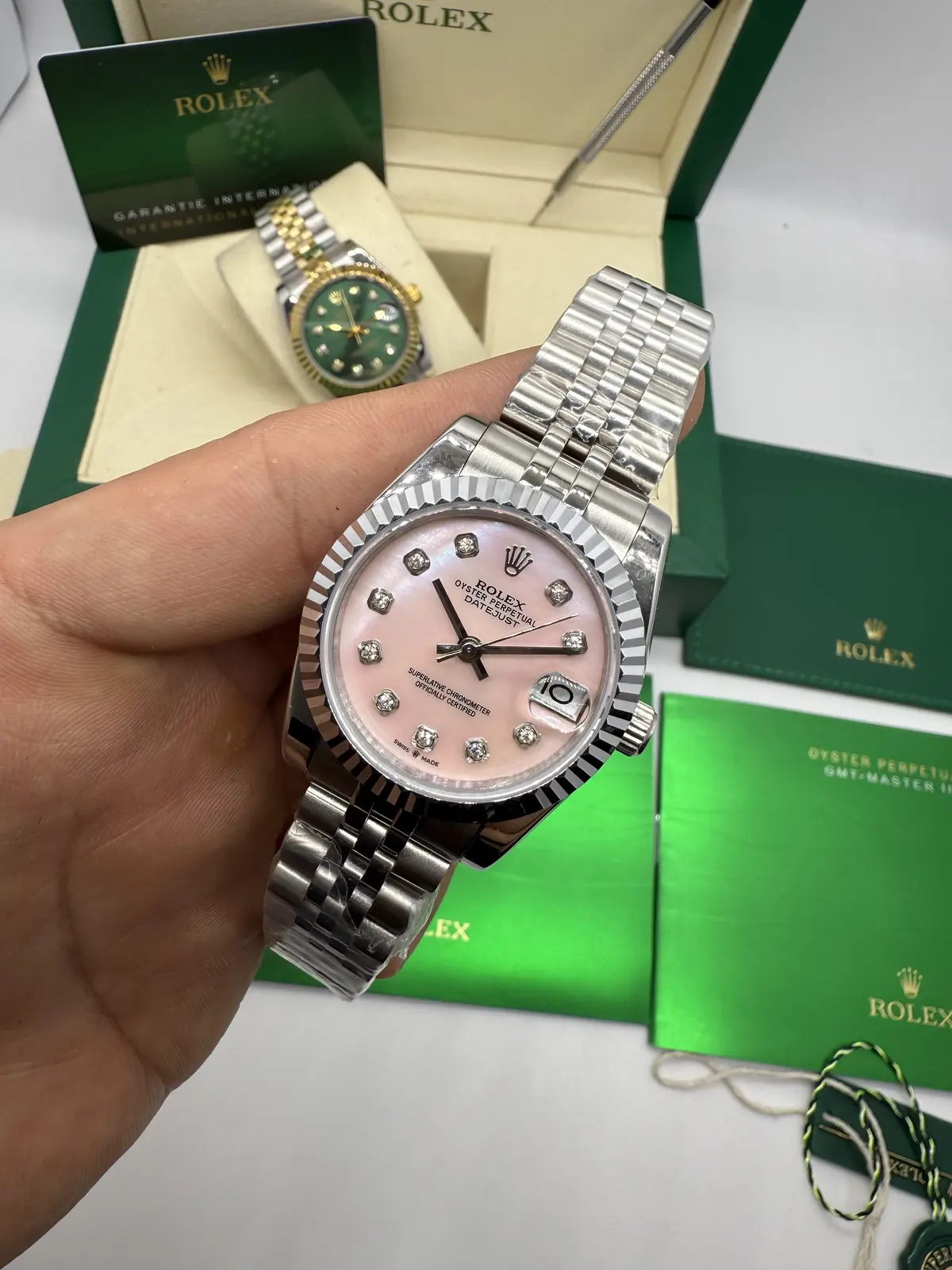 Rolex Datejust Prata Dial Rosa