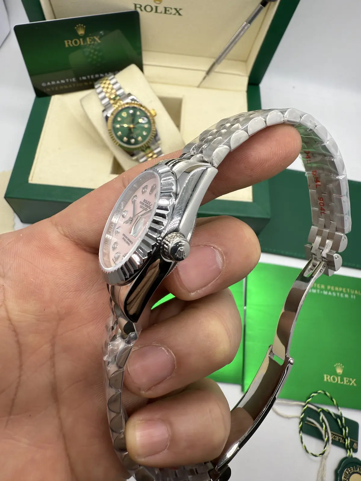 Rolex Datejust Prata Dial Rosa