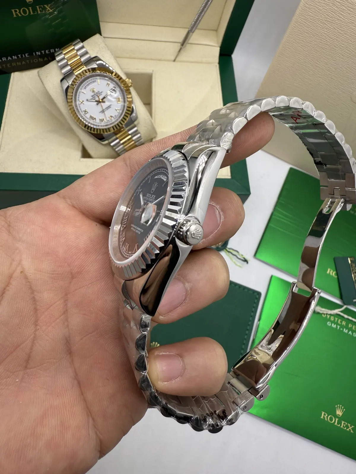 Rolex DayDate Presidente dial preto