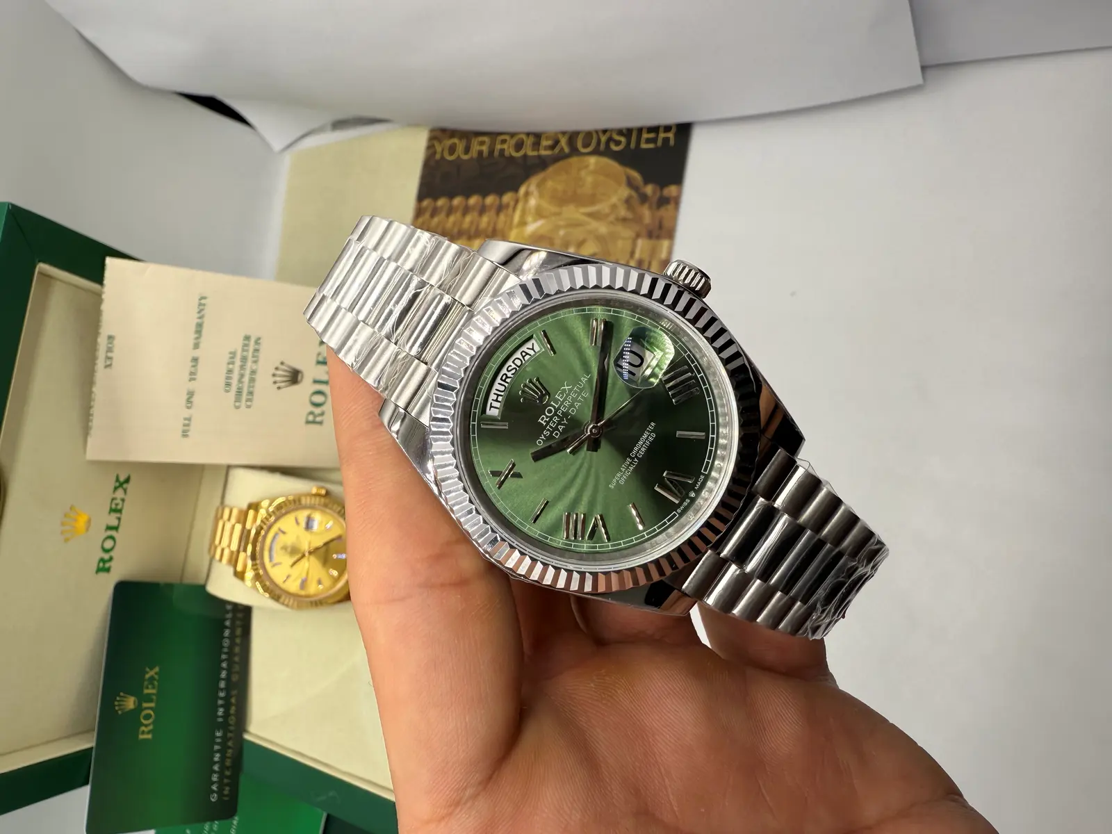 Rolex DayDate Dial verde aço